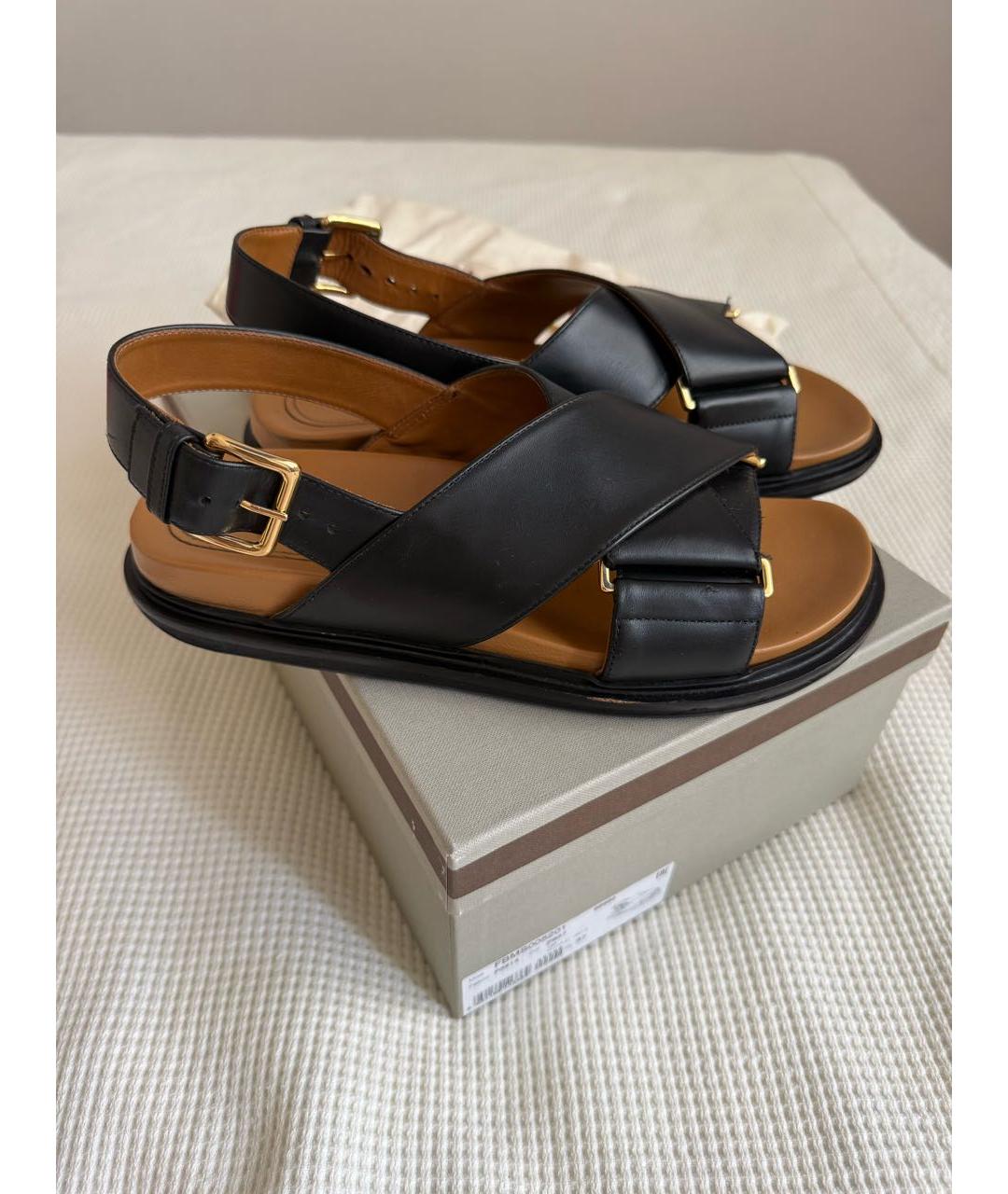MARNI Черные кожаные сандалии, фото 3