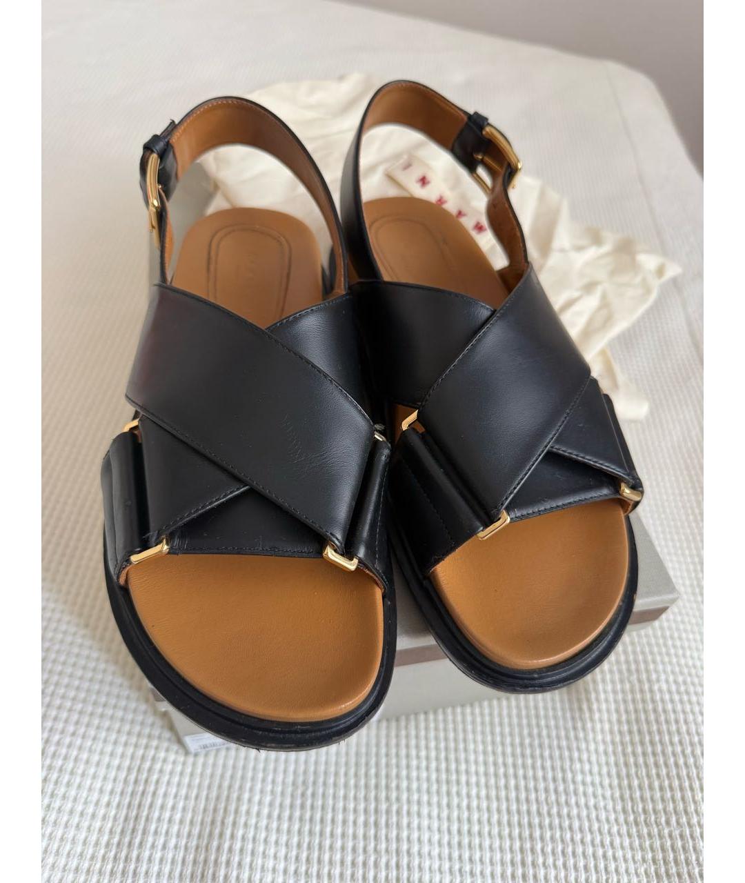 MARNI Черные кожаные сандалии, фото 4