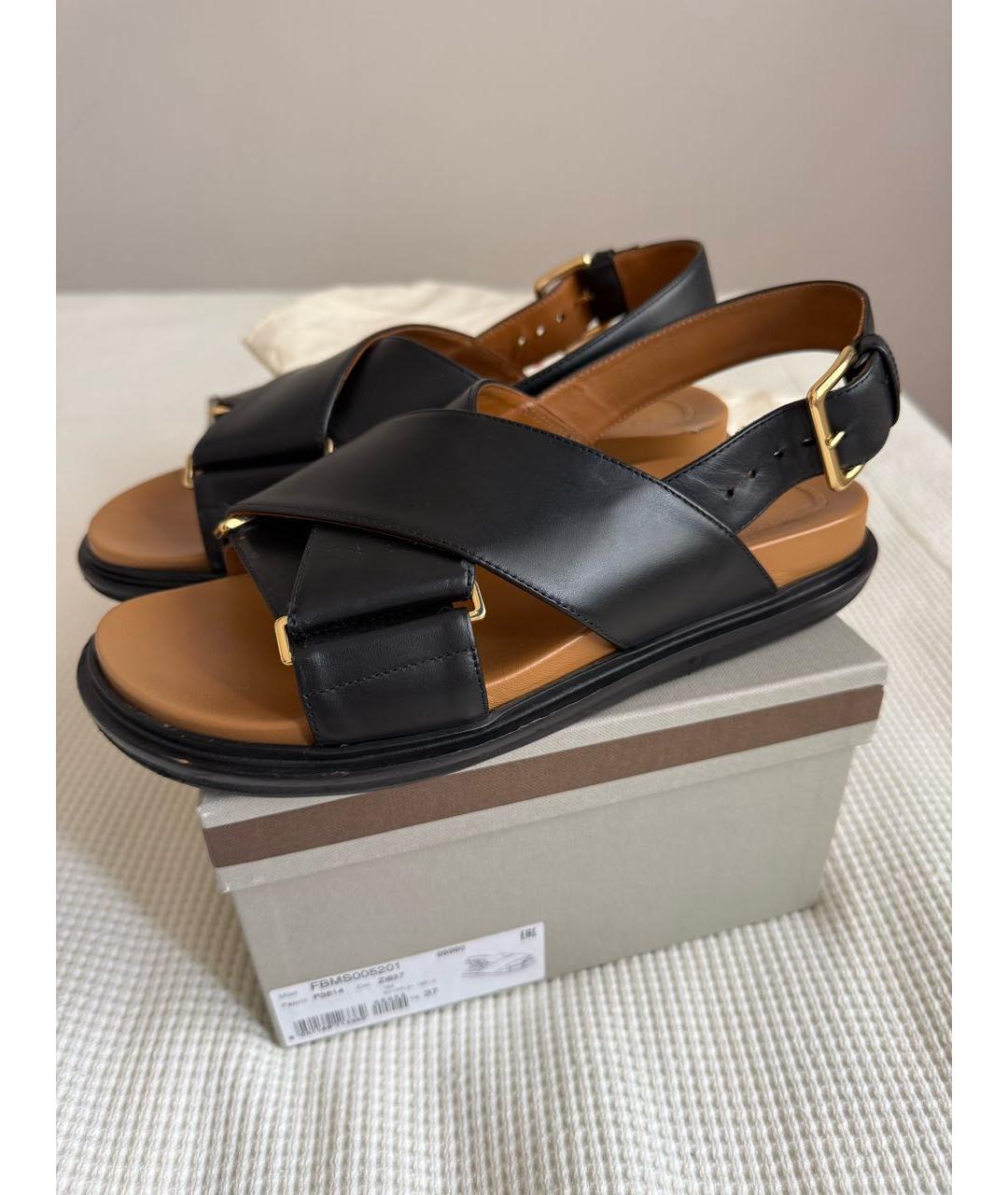 MARNI Черные кожаные сандалии, фото 2