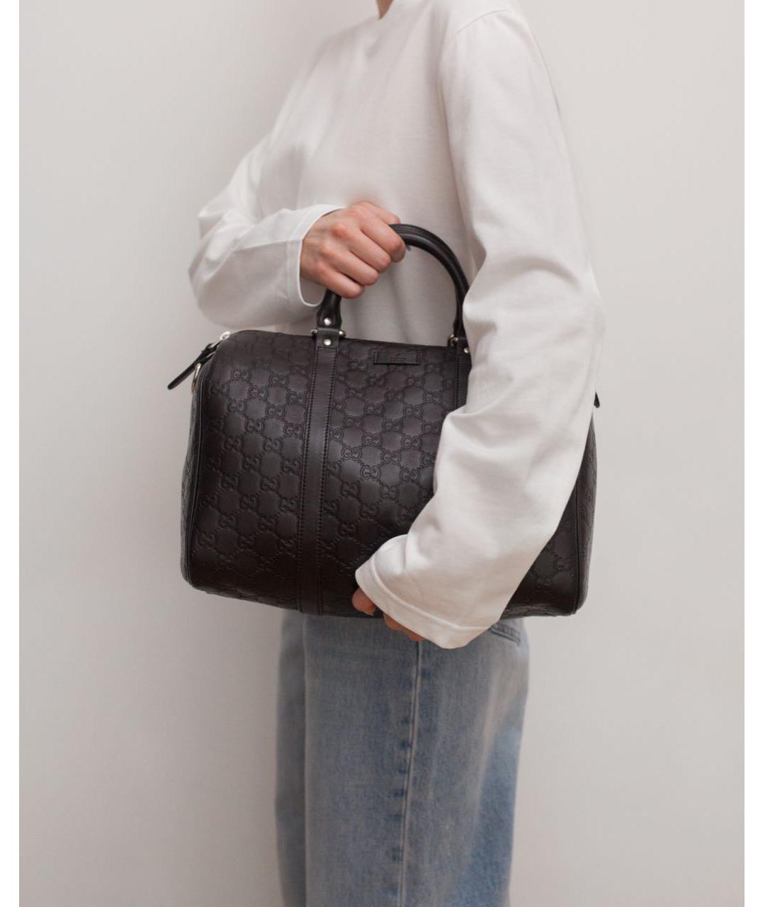 GUCCI Коричневая кожаная сумка с короткими ручками, фото 4