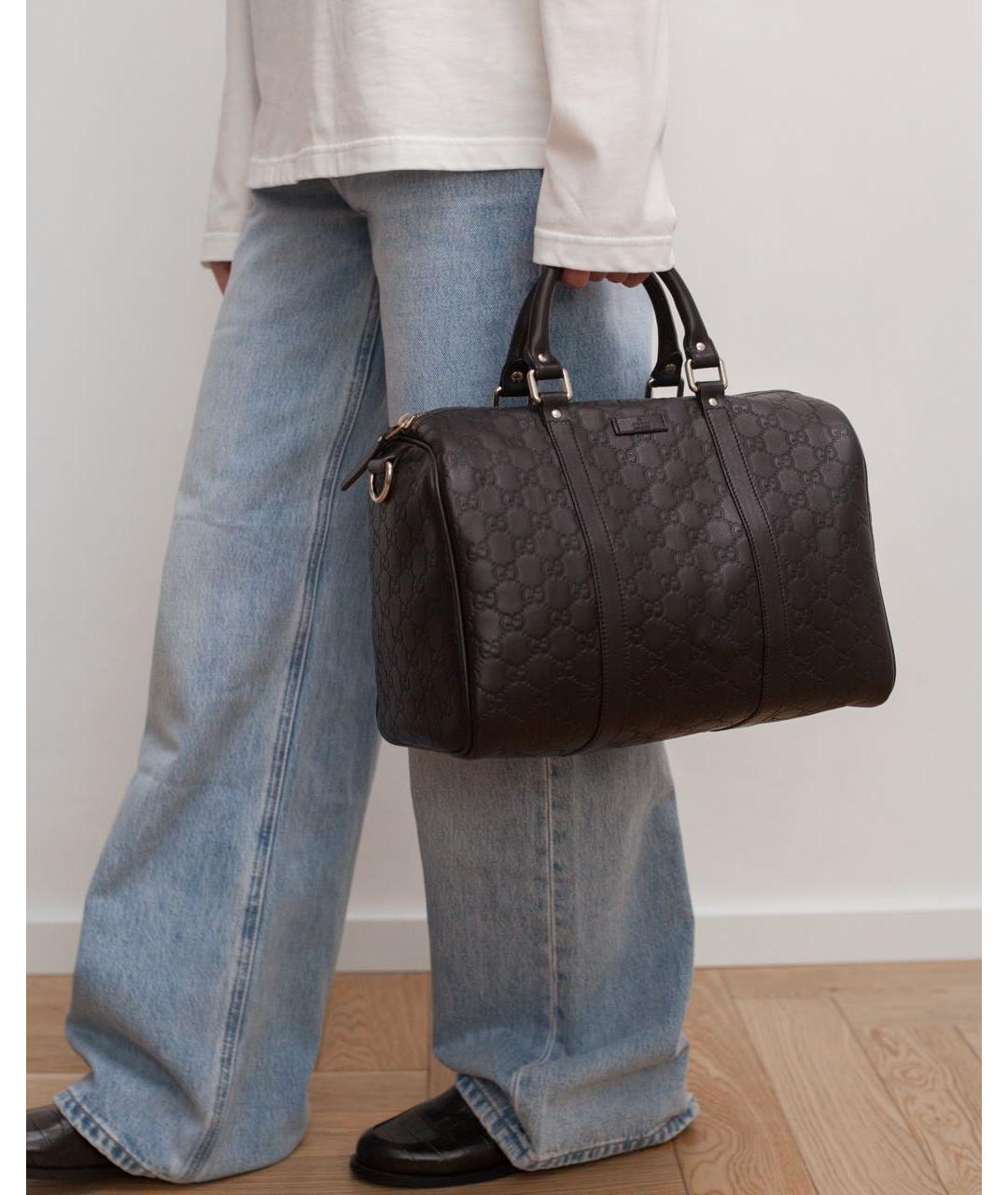 GUCCI Коричневая кожаная сумка с короткими ручками, фото 2