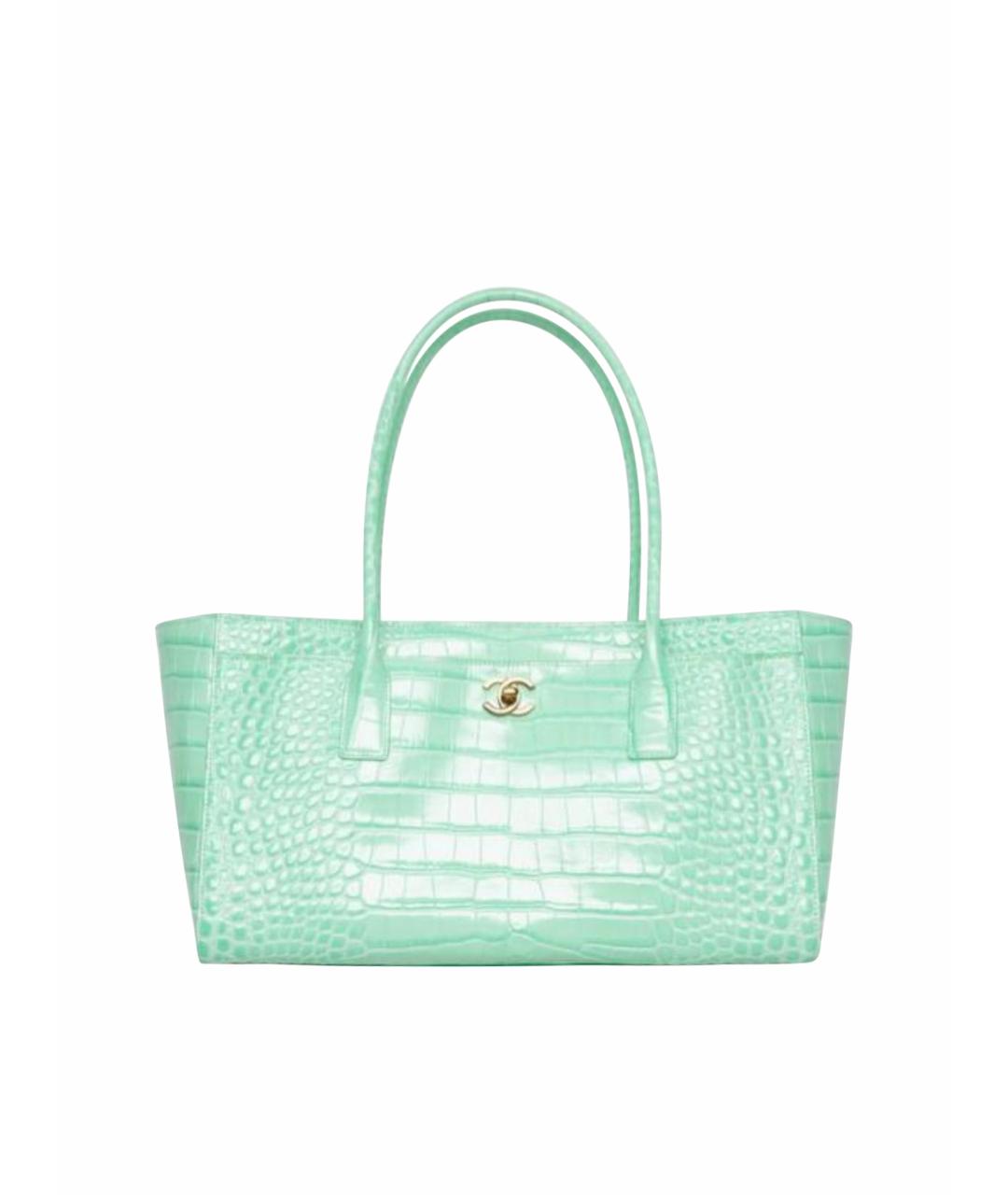 CHANEL Бирюзовая кожаная сумка тоут, фото 1