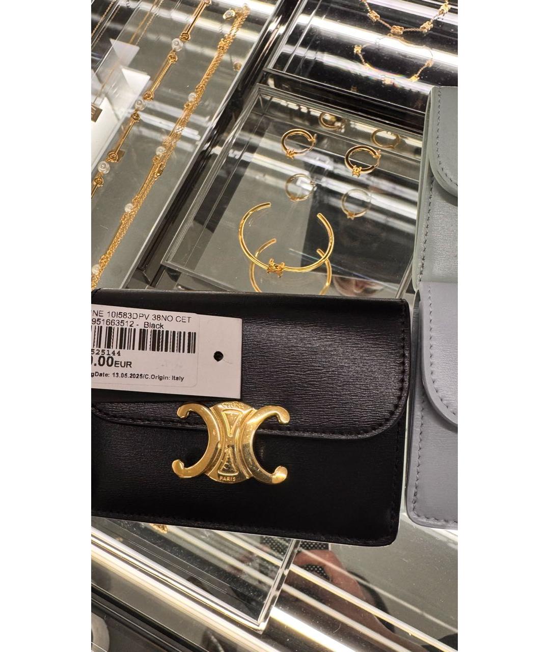 CELINE Черный кожаный кошелек, фото 2