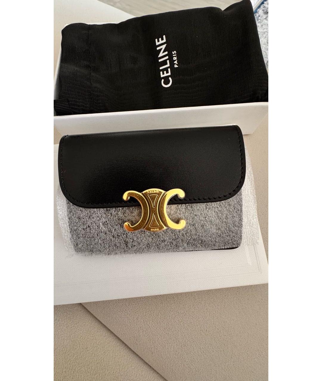 CELINE Черный кожаный кошелек, фото 4