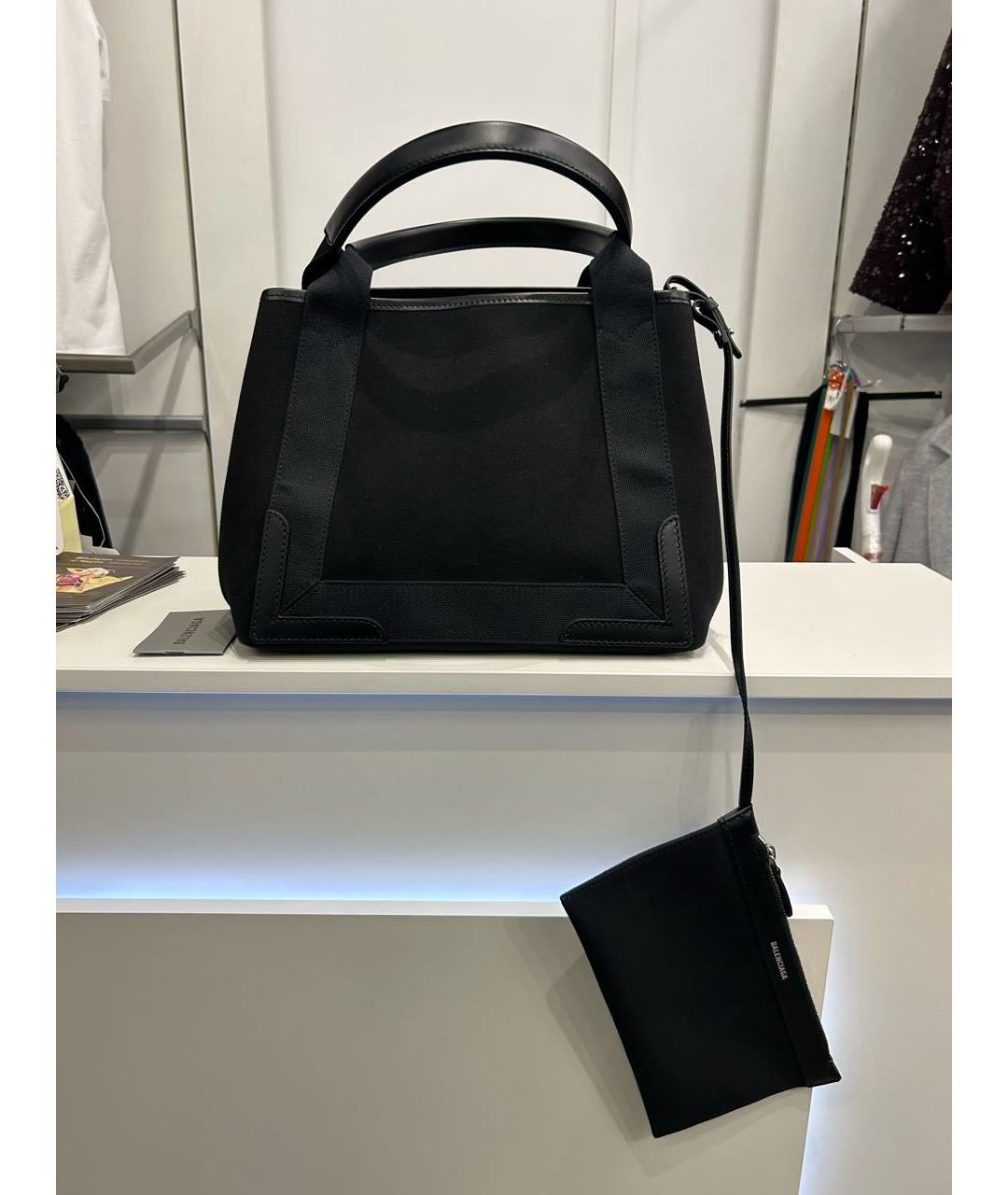 BALENCIAGA Черная тканевая сумка тоут, фото 3