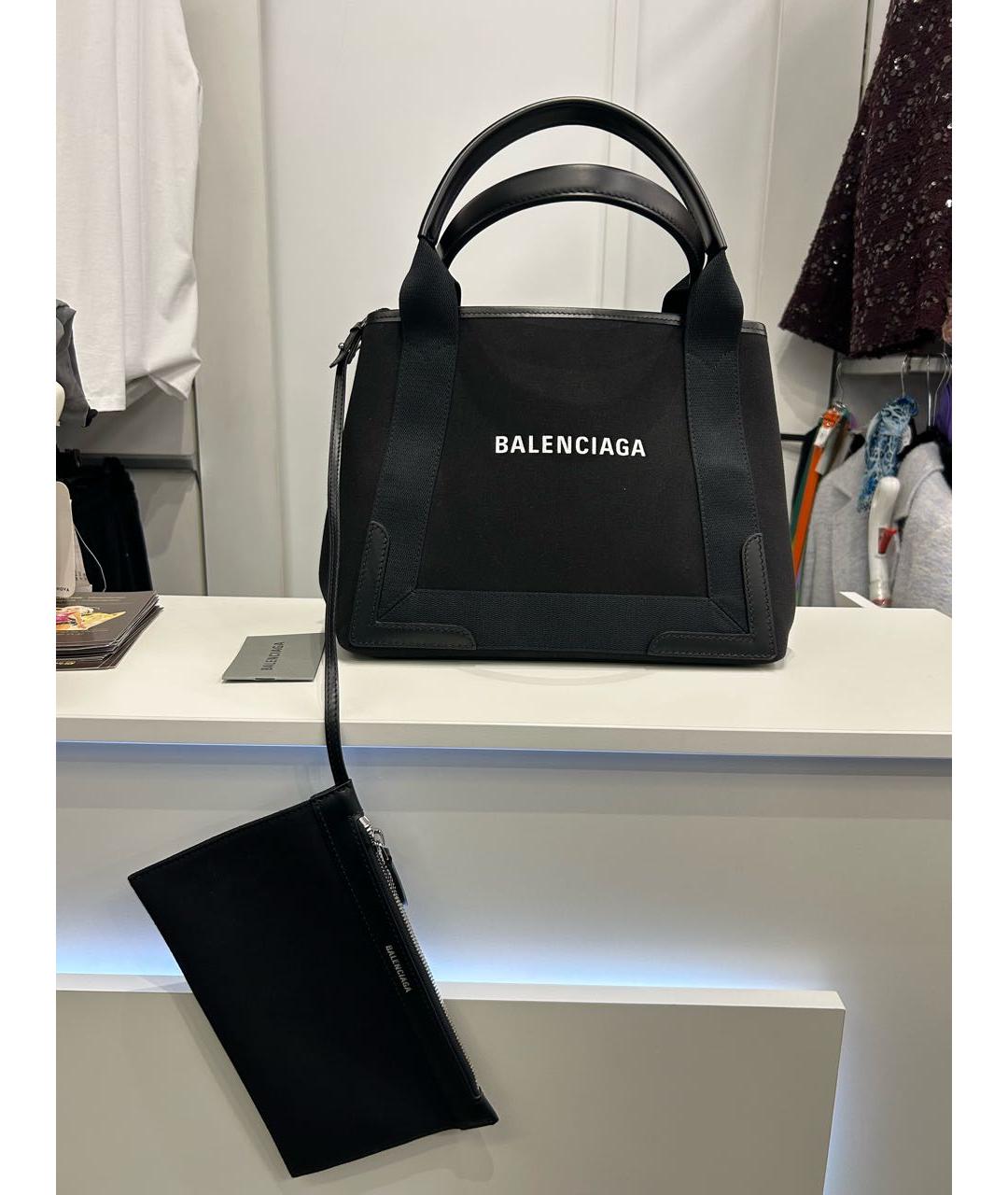 BALENCIAGA Черная тканевая сумка тоут, фото 9