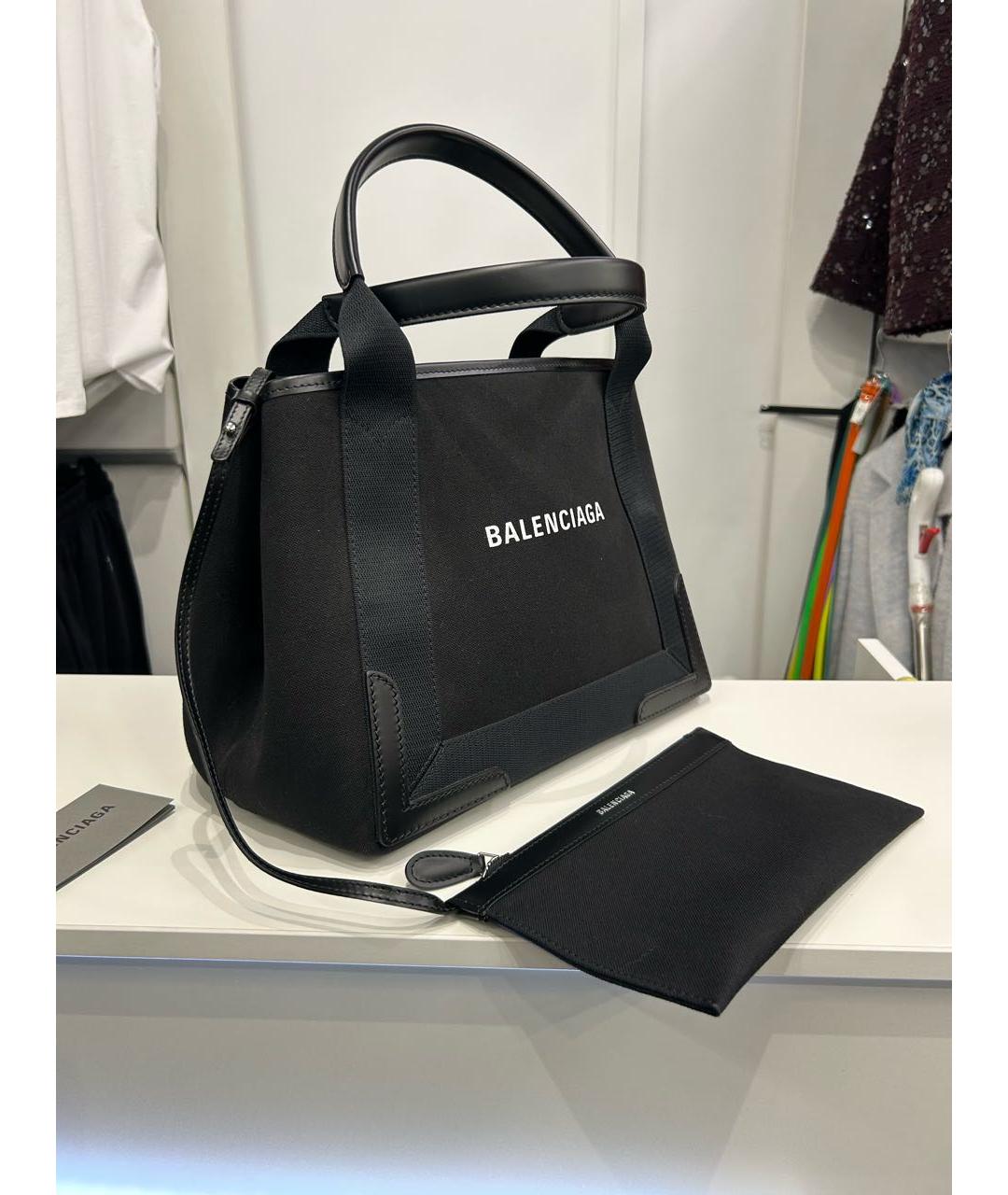 BALENCIAGA Черная тканевая сумка тоут, фото 2