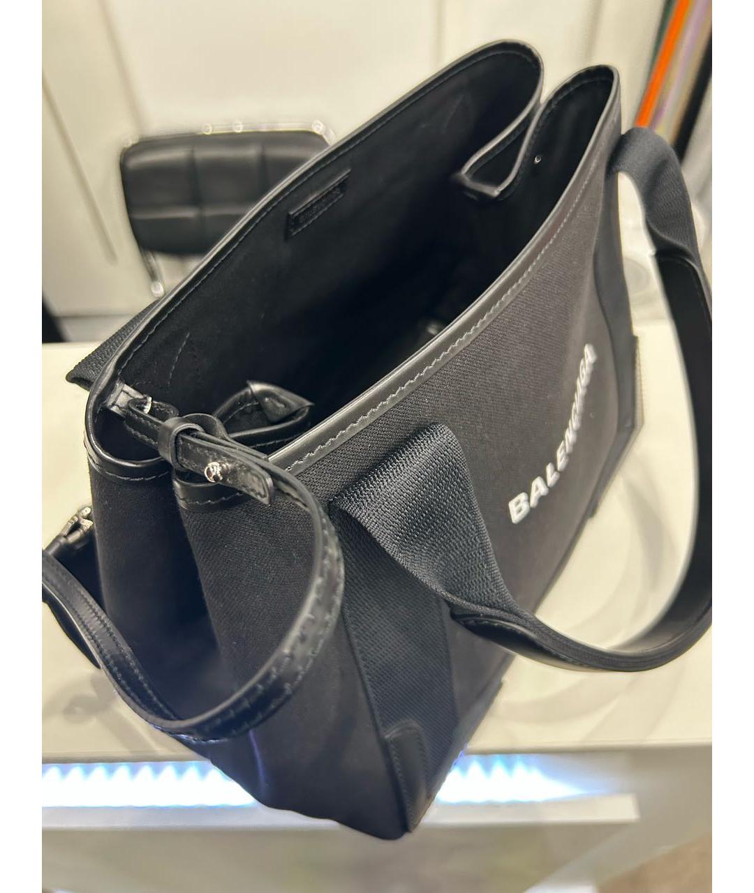 BALENCIAGA Черная тканевая сумка тоут, фото 4