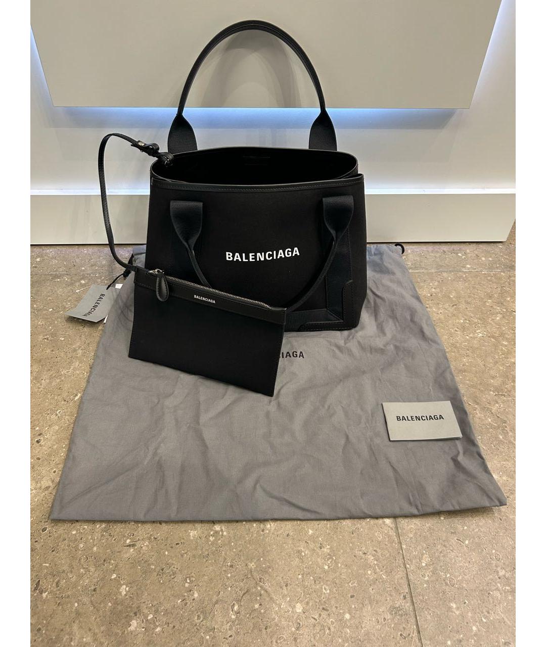 BALENCIAGA Черная тканевая сумка тоут, фото 7