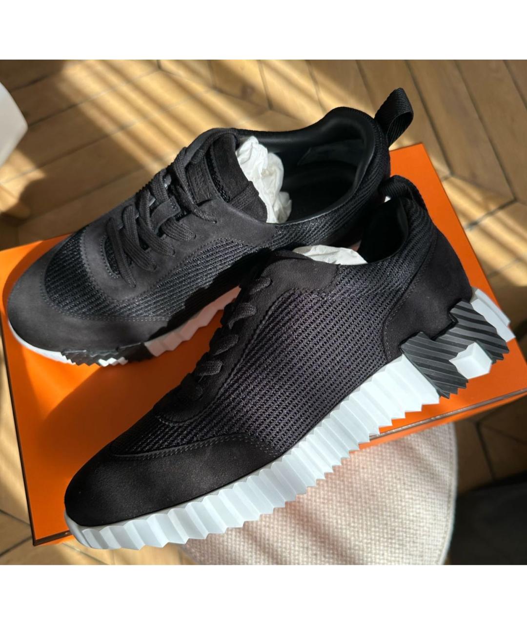 HERMES Черные текстильные кроссовки, фото 4