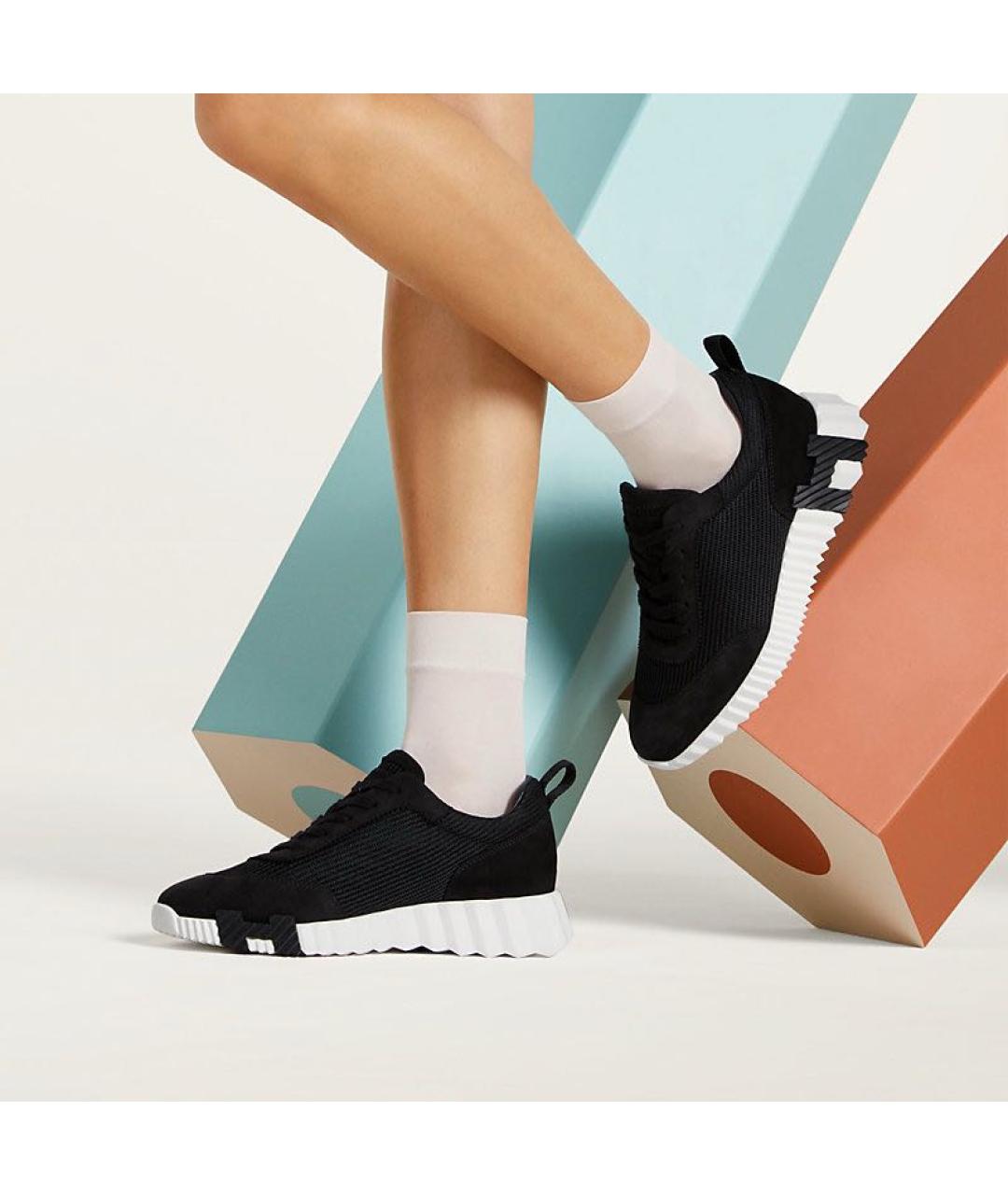 HERMES Черные текстильные кроссовки, фото 3