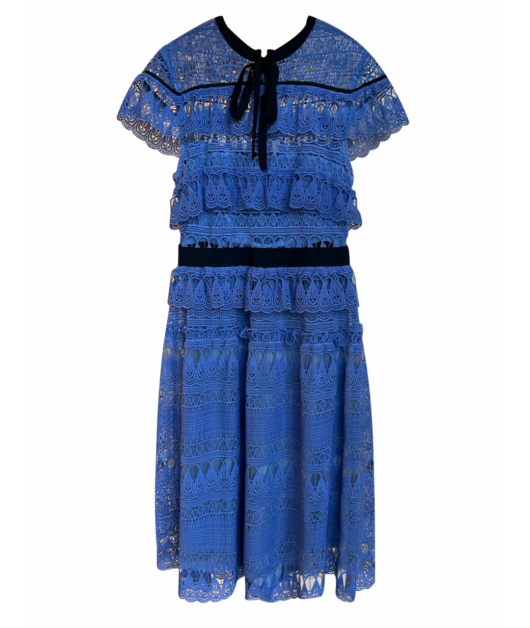 SELF-PORTRAIT Синее сетчатое коктейльное платье, фото 1