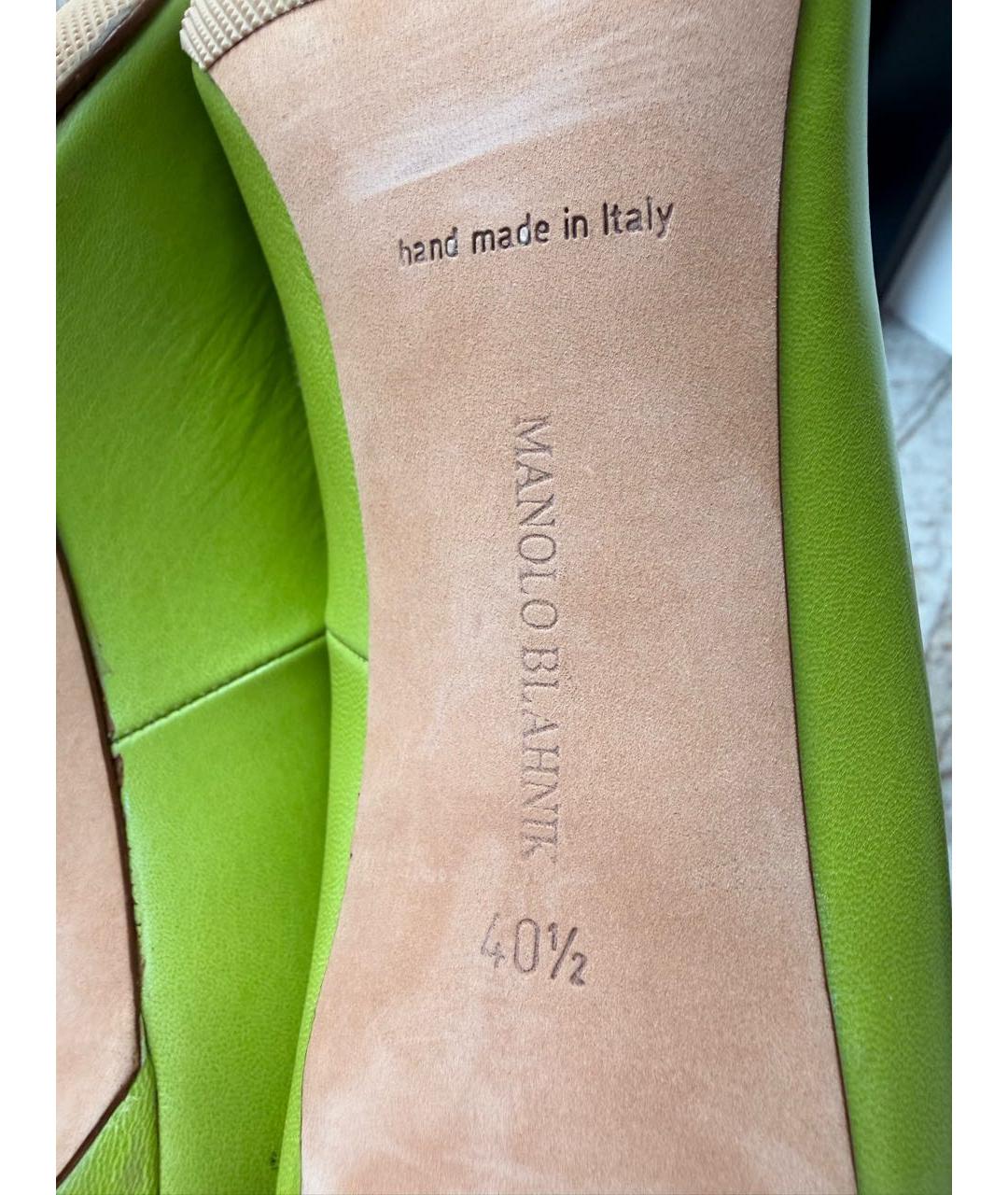 MANOLO BLAHNIK Зеленые туфли из лакированной кожи, фото 6