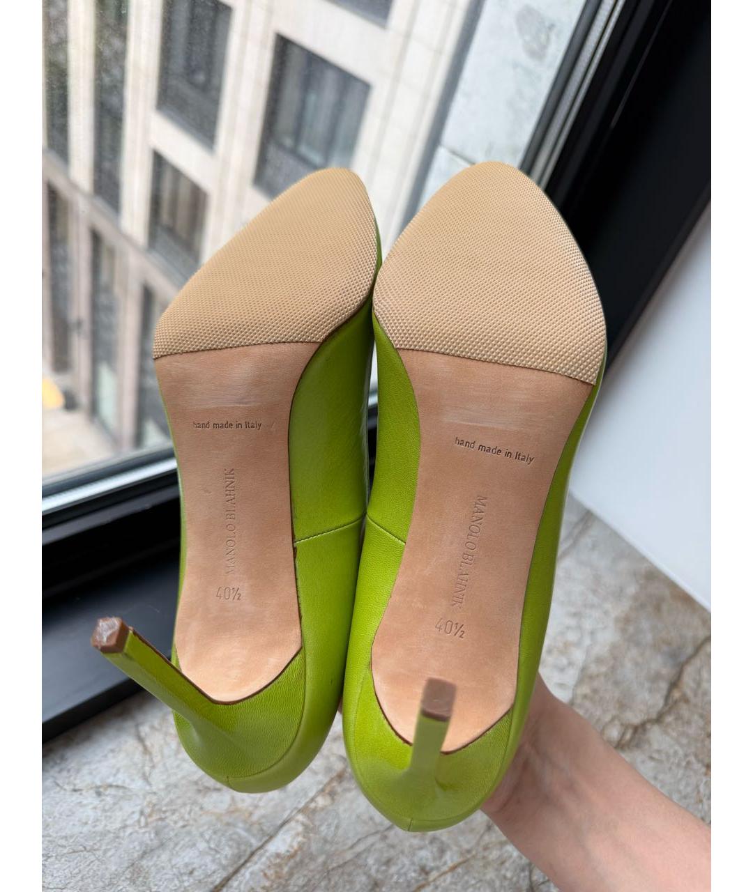 MANOLO BLAHNIK Зеленые туфли из лакированной кожи, фото 5