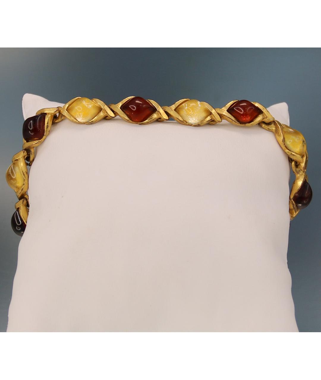 SAINT LAURENT Золотой позолоченный браслет, фото 7