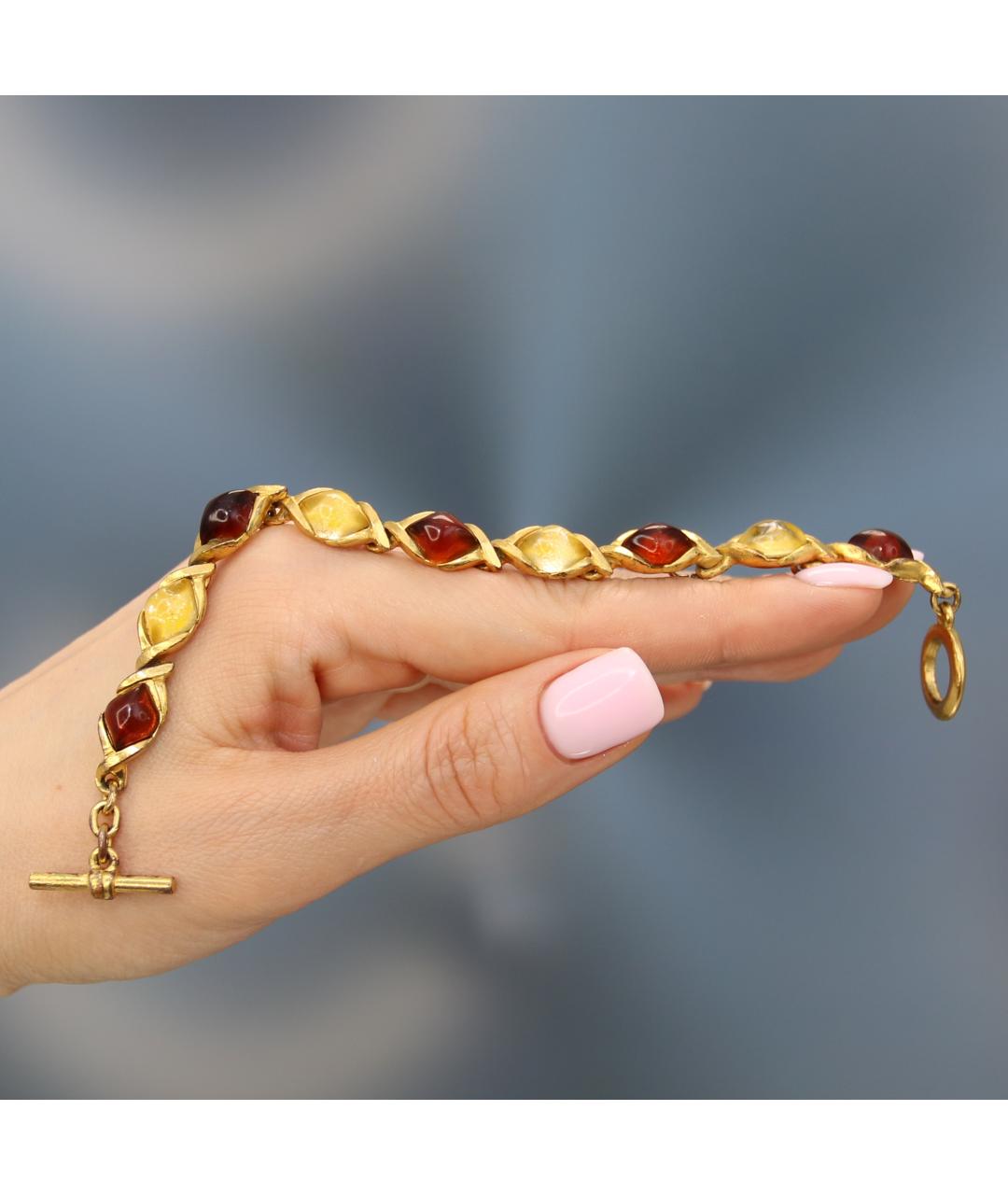 SAINT LAURENT Золотой позолоченный браслет, фото 8