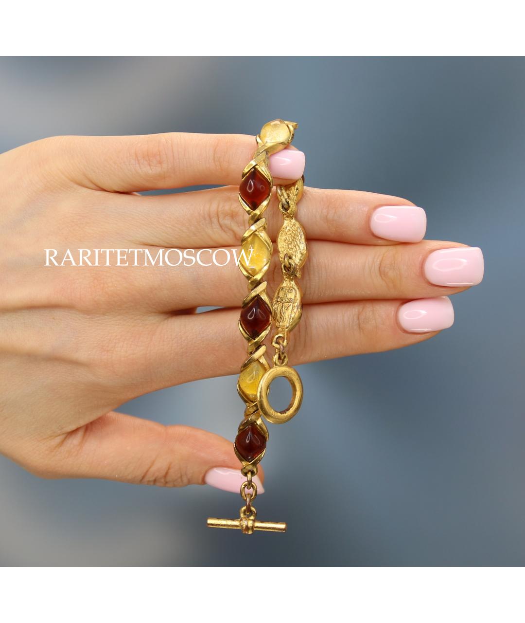 SAINT LAURENT Золотой позолоченный браслет, фото 4