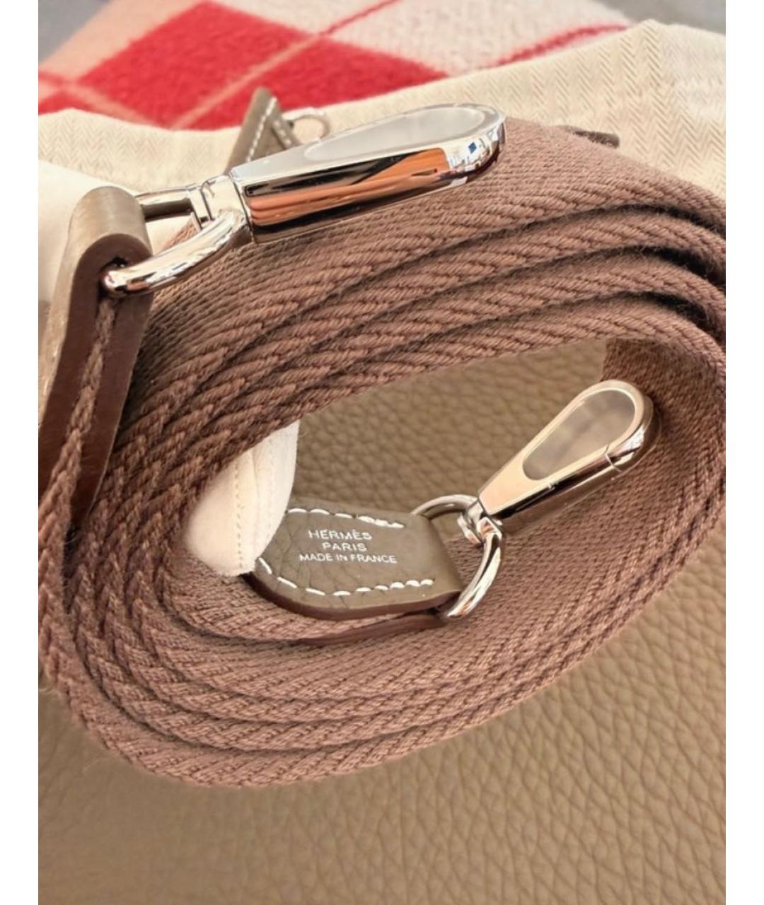 HERMES Серая кожаная сумка через плечо, фото 6