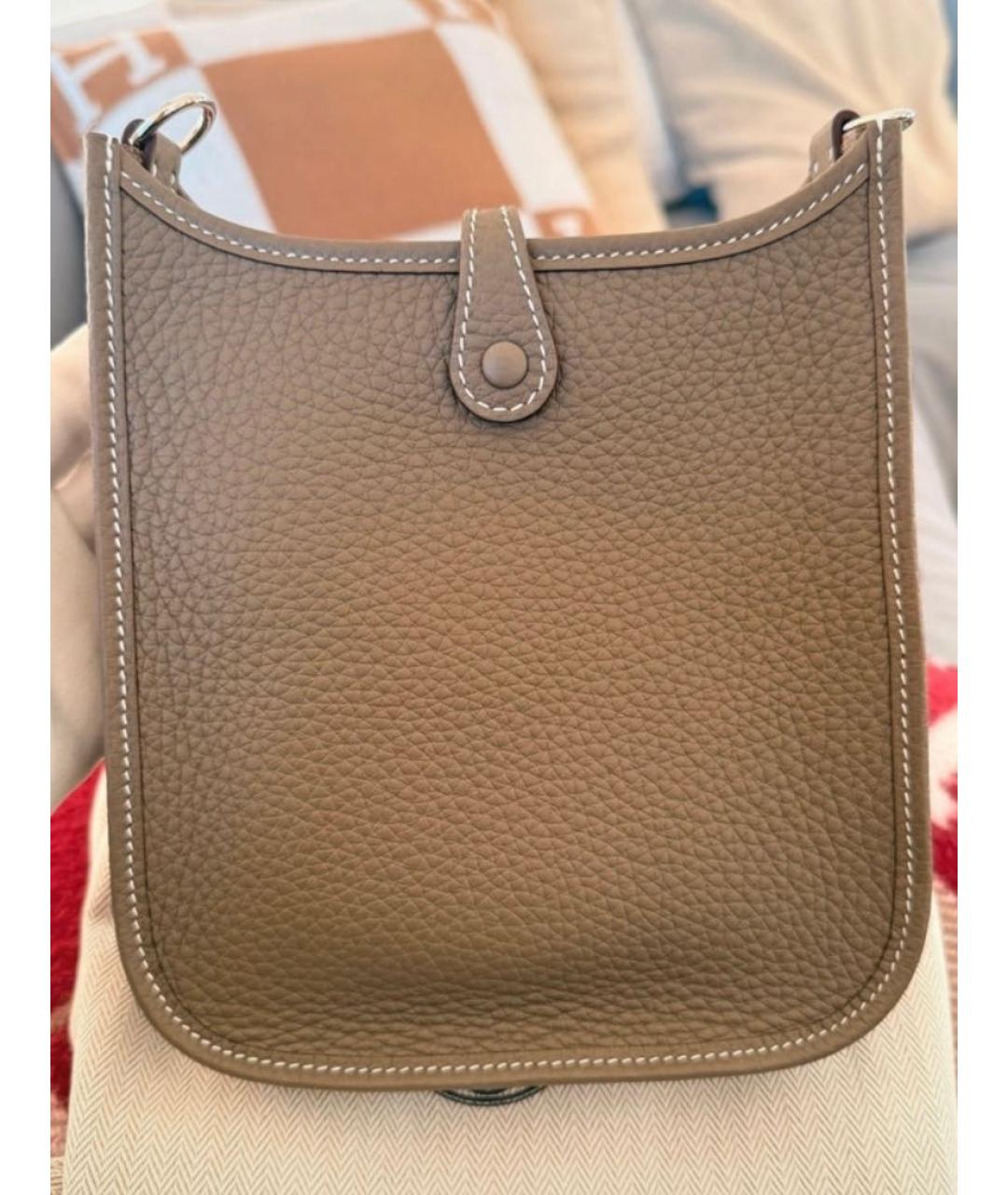 HERMES Серая кожаная сумка через плечо, фото 3