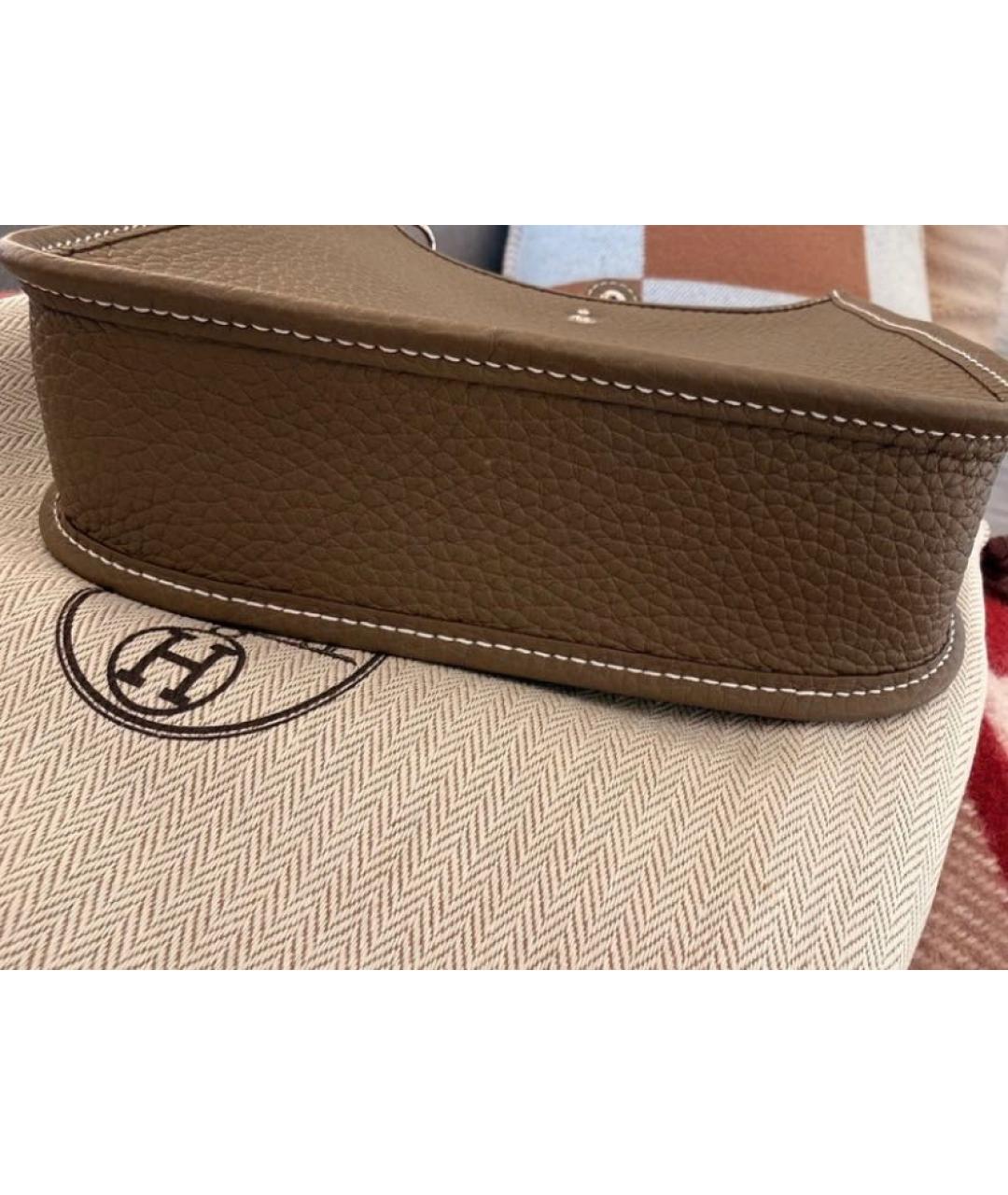 HERMES Серая кожаная сумка через плечо, фото 4