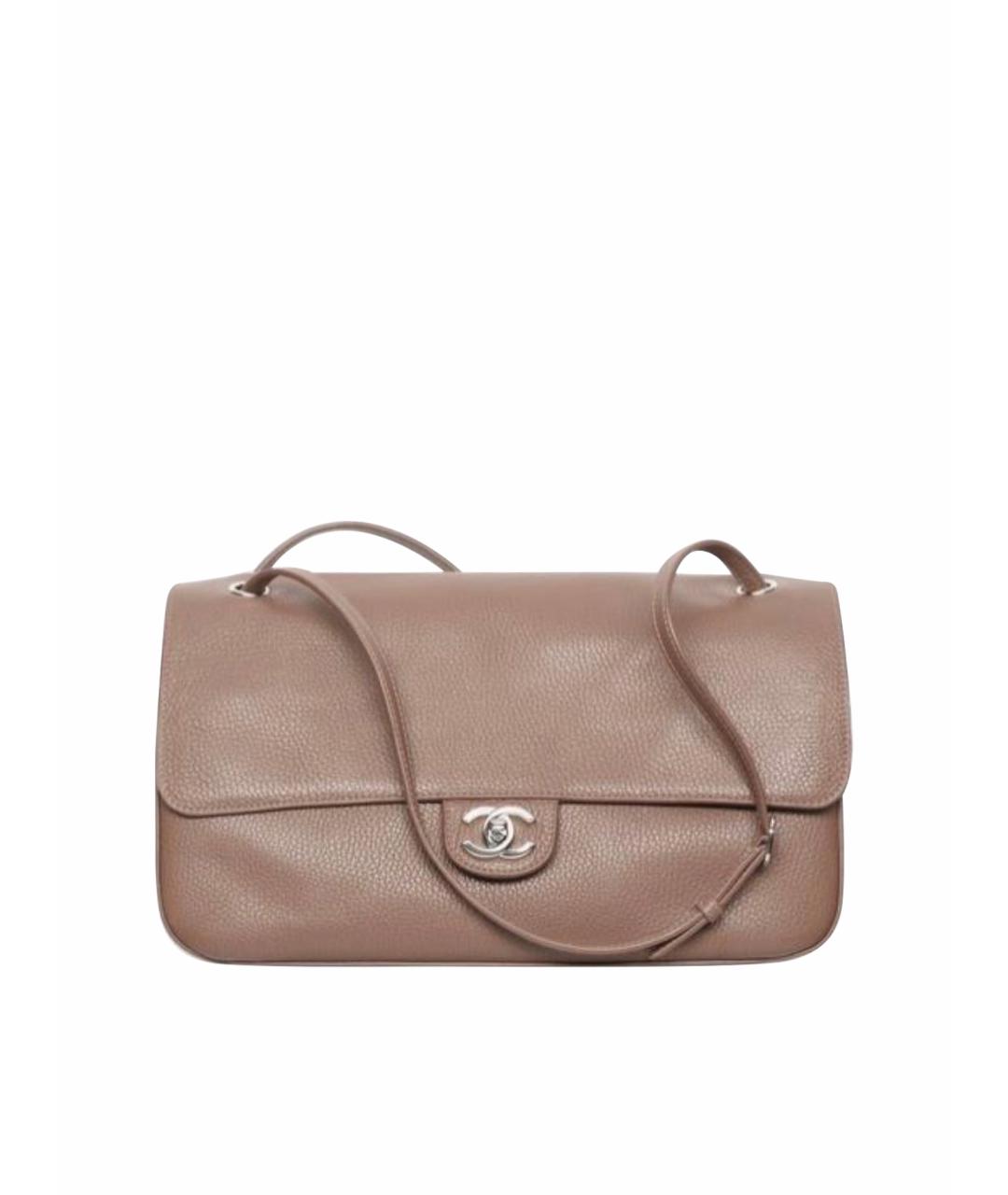 CHANEL Коричневая кожаная сумка с короткими ручками, фото 1