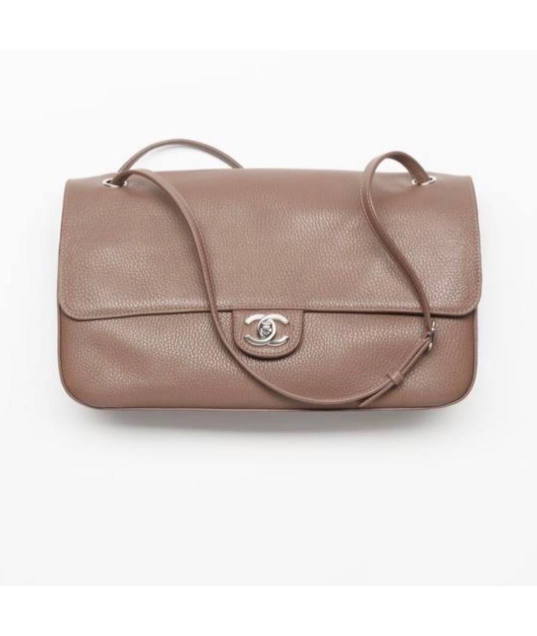 CHANEL Коричневая кожаная сумка с короткими ручками, фото 4