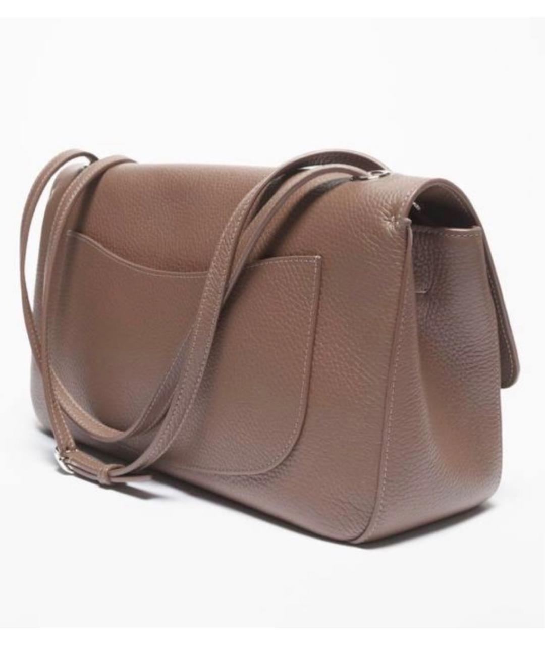 CHANEL Коричневая кожаная сумка с короткими ручками, фото 3