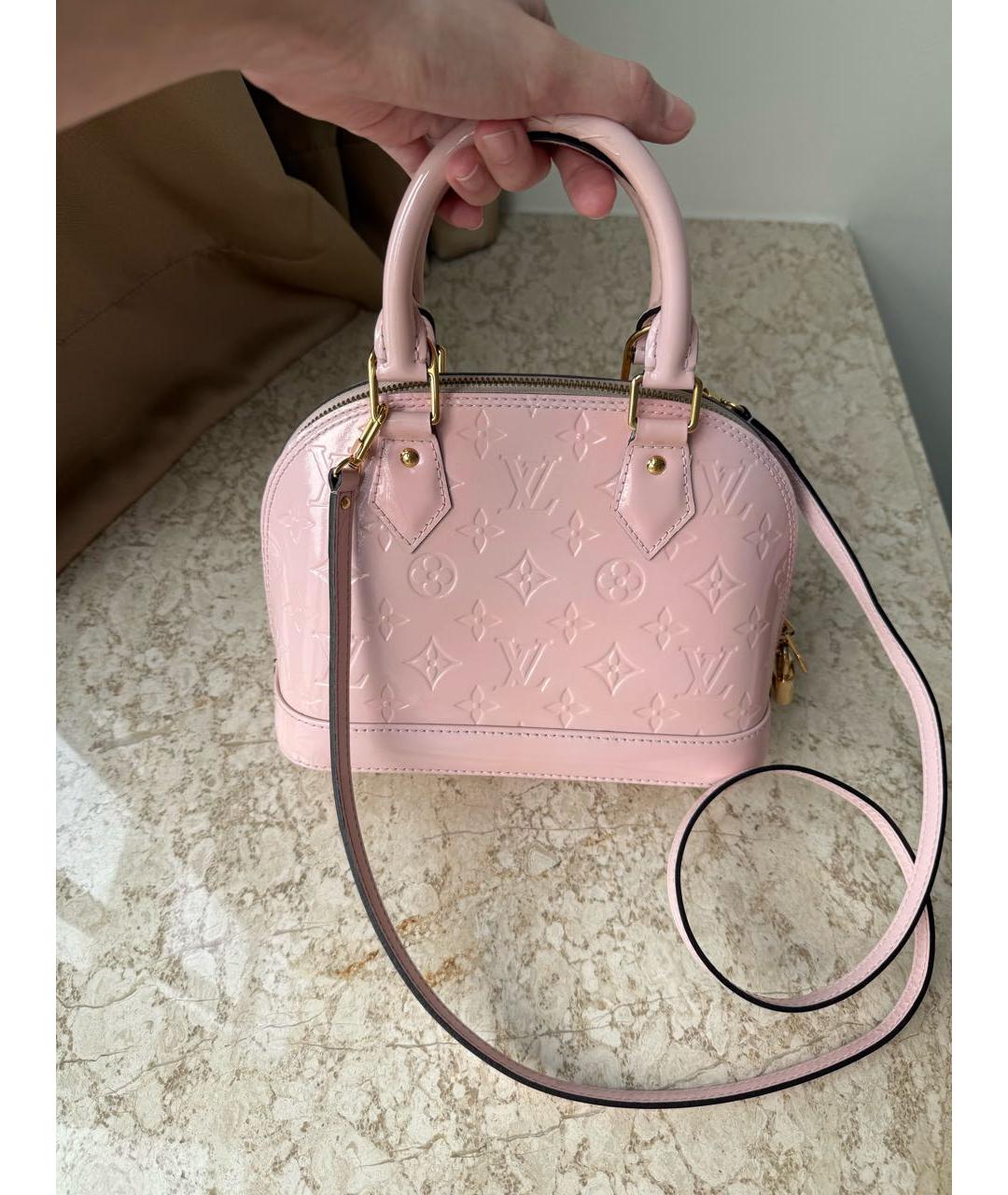 LOUIS VUITTON Розовая сумка с короткими ручками из лакированной кожи, фото 3