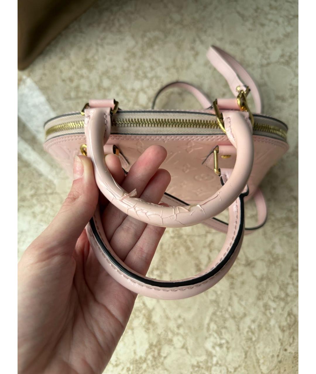 LOUIS VUITTON Розовая сумка с короткими ручками из лакированной кожи, фото 8