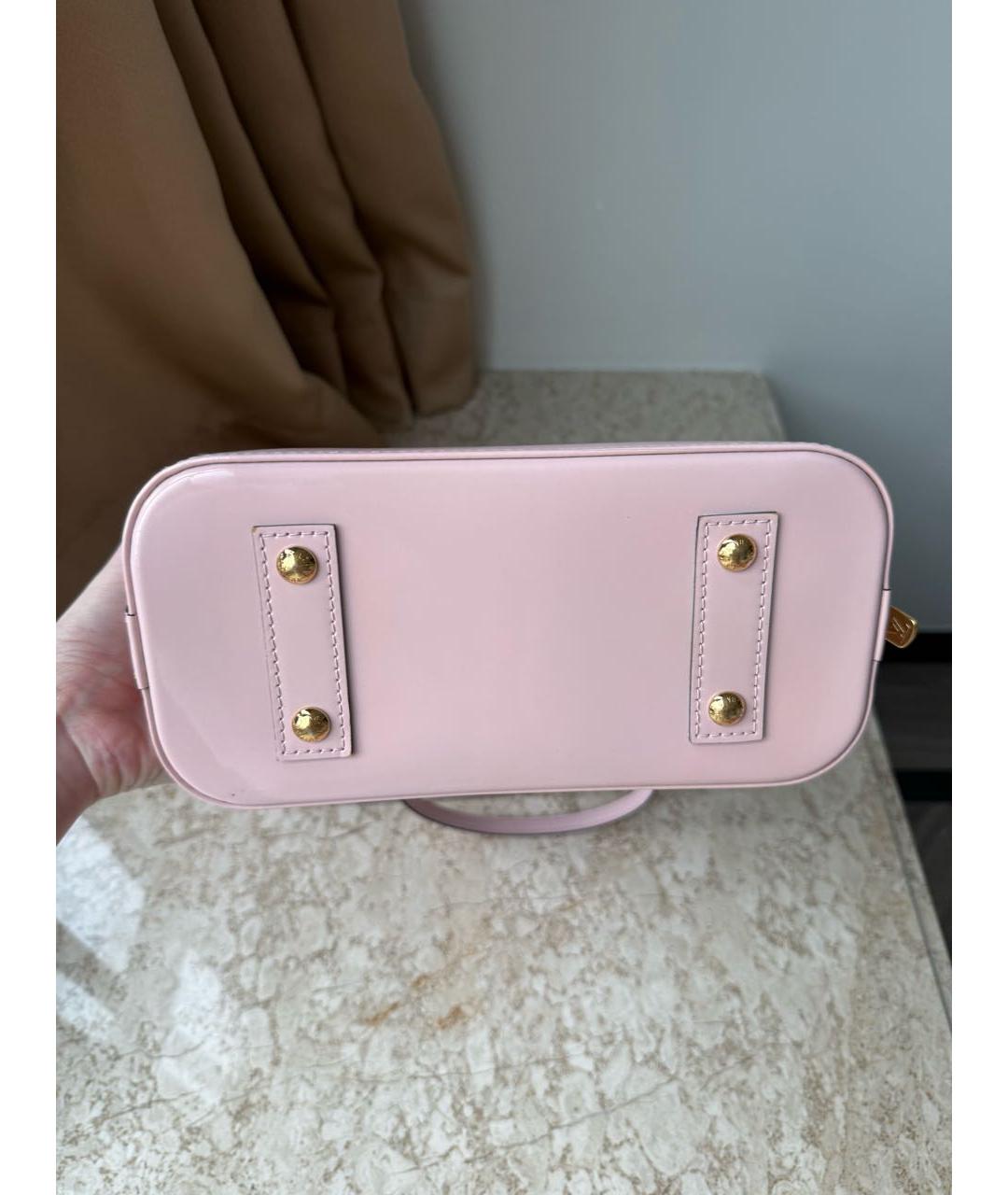 LOUIS VUITTON Розовая сумка с короткими ручками из лакированной кожи, фото 6