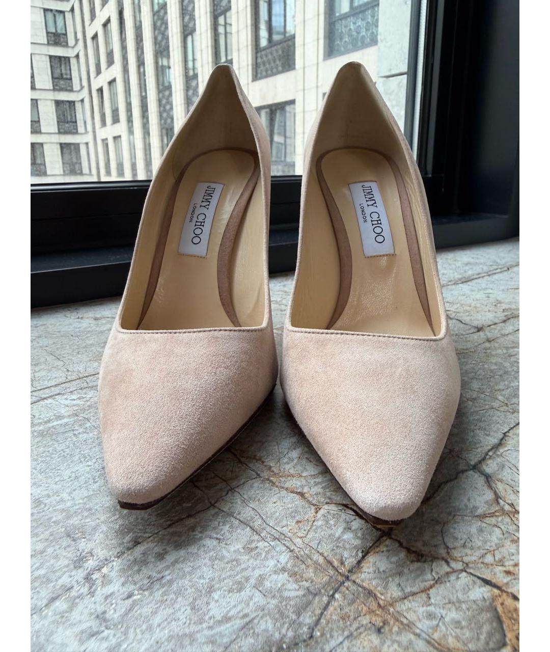 JIMMY CHOO Бежевые замшевые туфли, фото 3