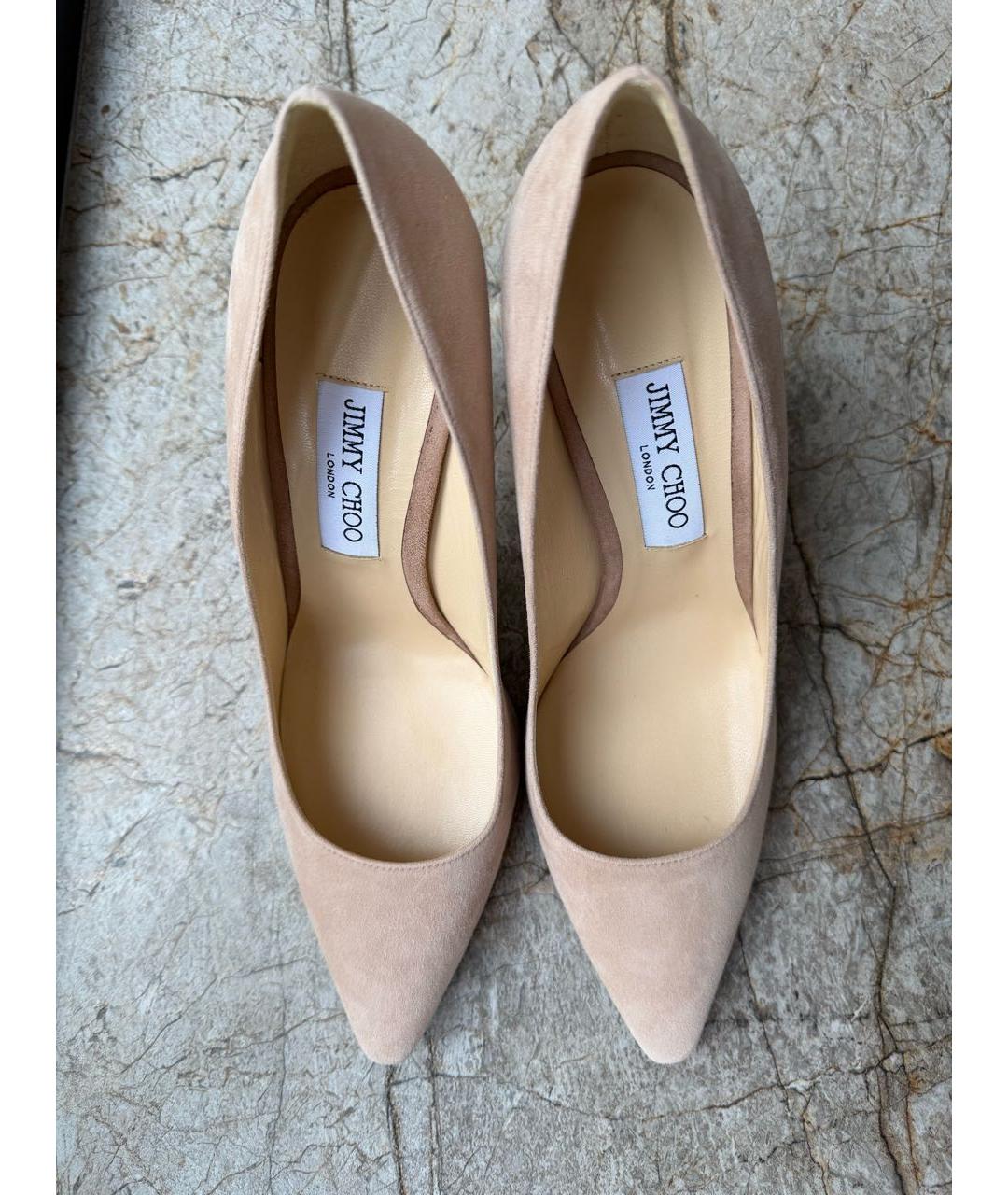 JIMMY CHOO Бежевые замшевые туфли, фото 4