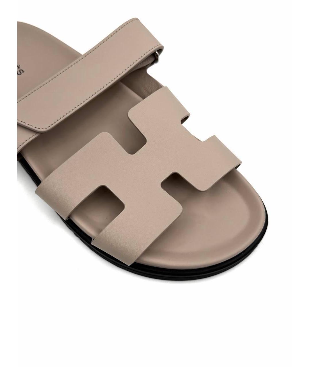 HERMES Бежевые кожаные сандалии, фото 2