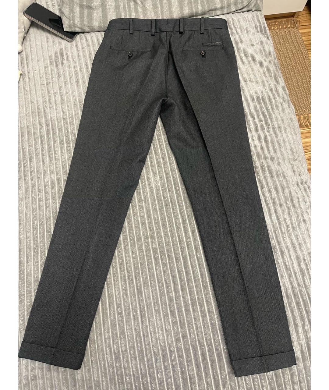 PRADA Серые хлопковые повседневные брюки, фото 2