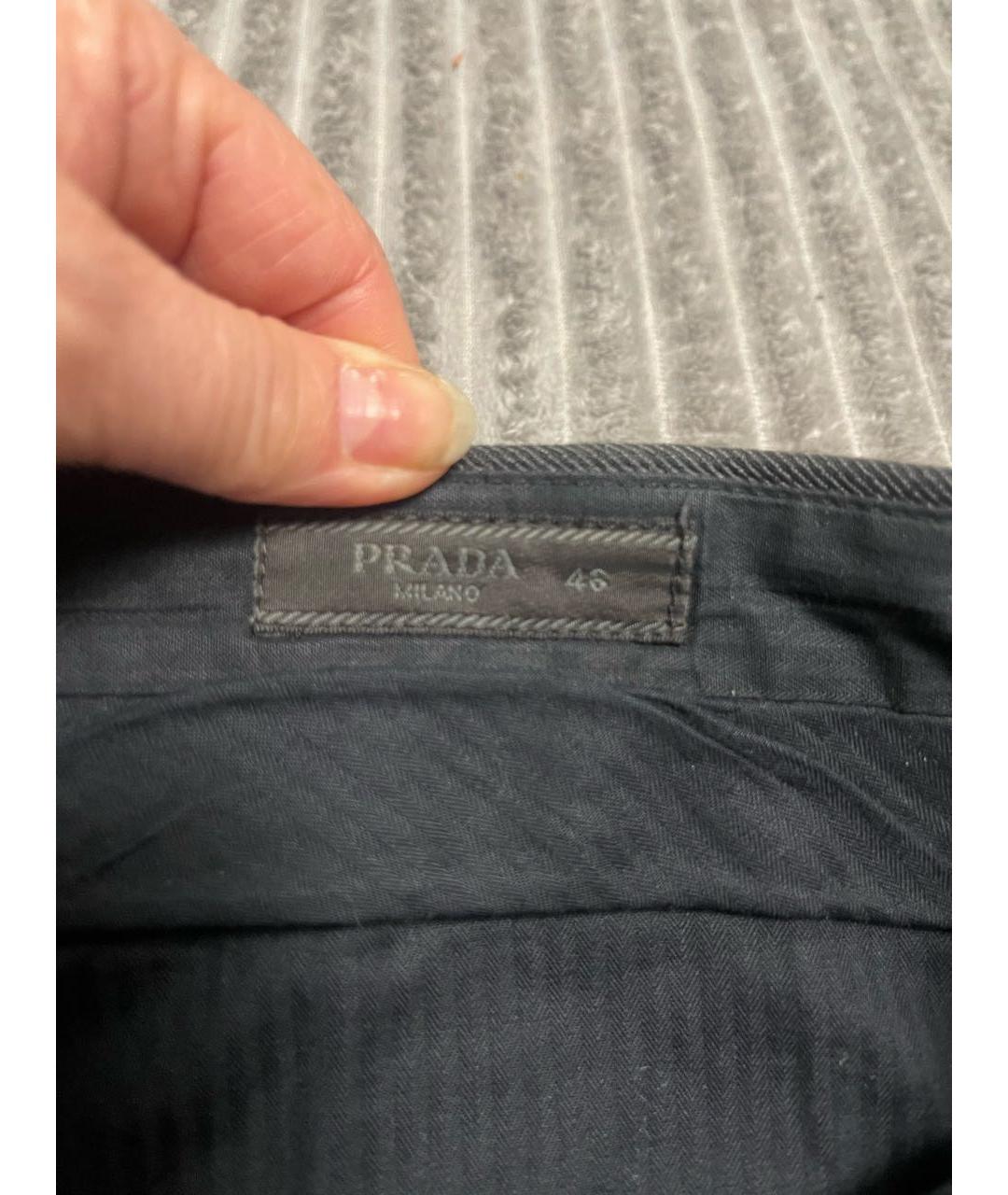 PRADA Серые хлопковые повседневные брюки, фото 8