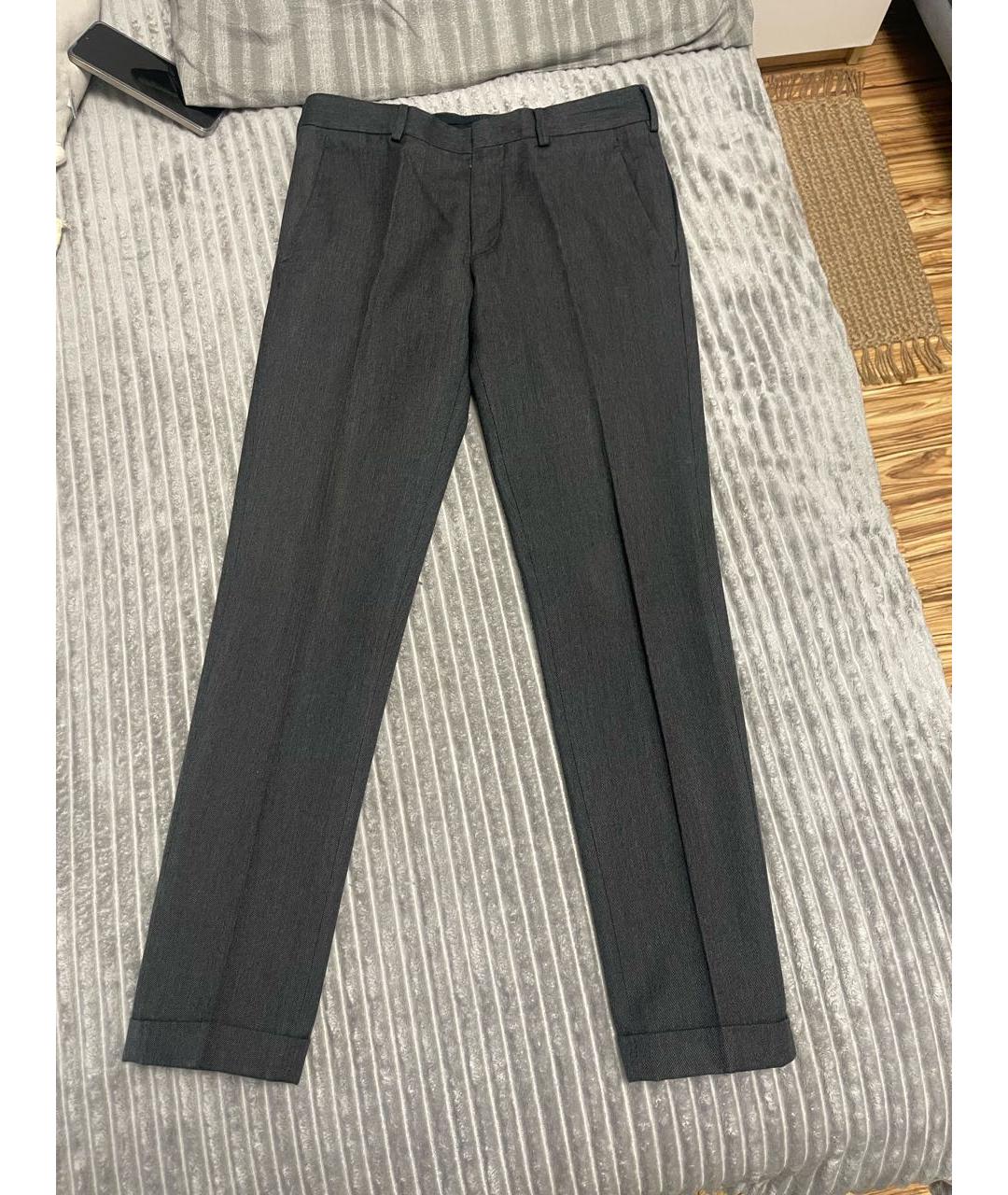 PRADA Серые хлопковые повседневные брюки, фото 9