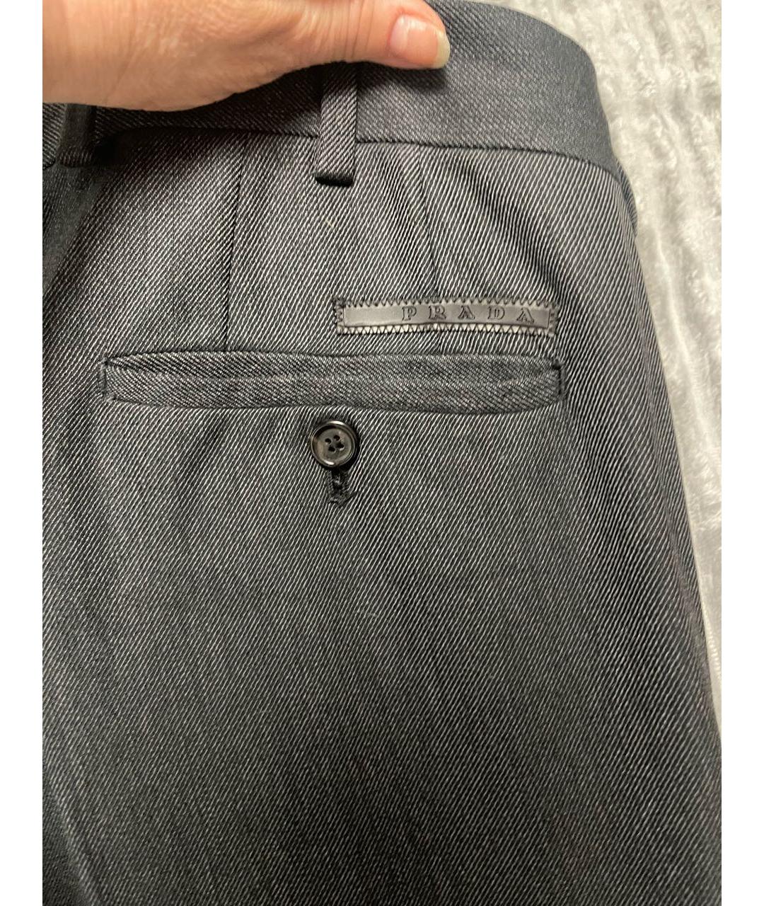 PRADA Серые хлопковые повседневные брюки, фото 4