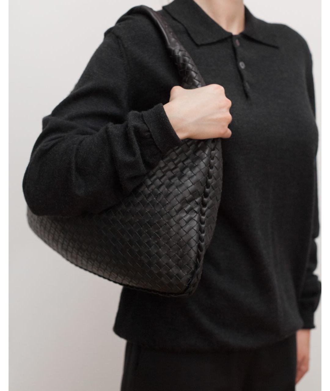 BOTTEGA VENETA Черная кожаная сумка через плечо, фото 4