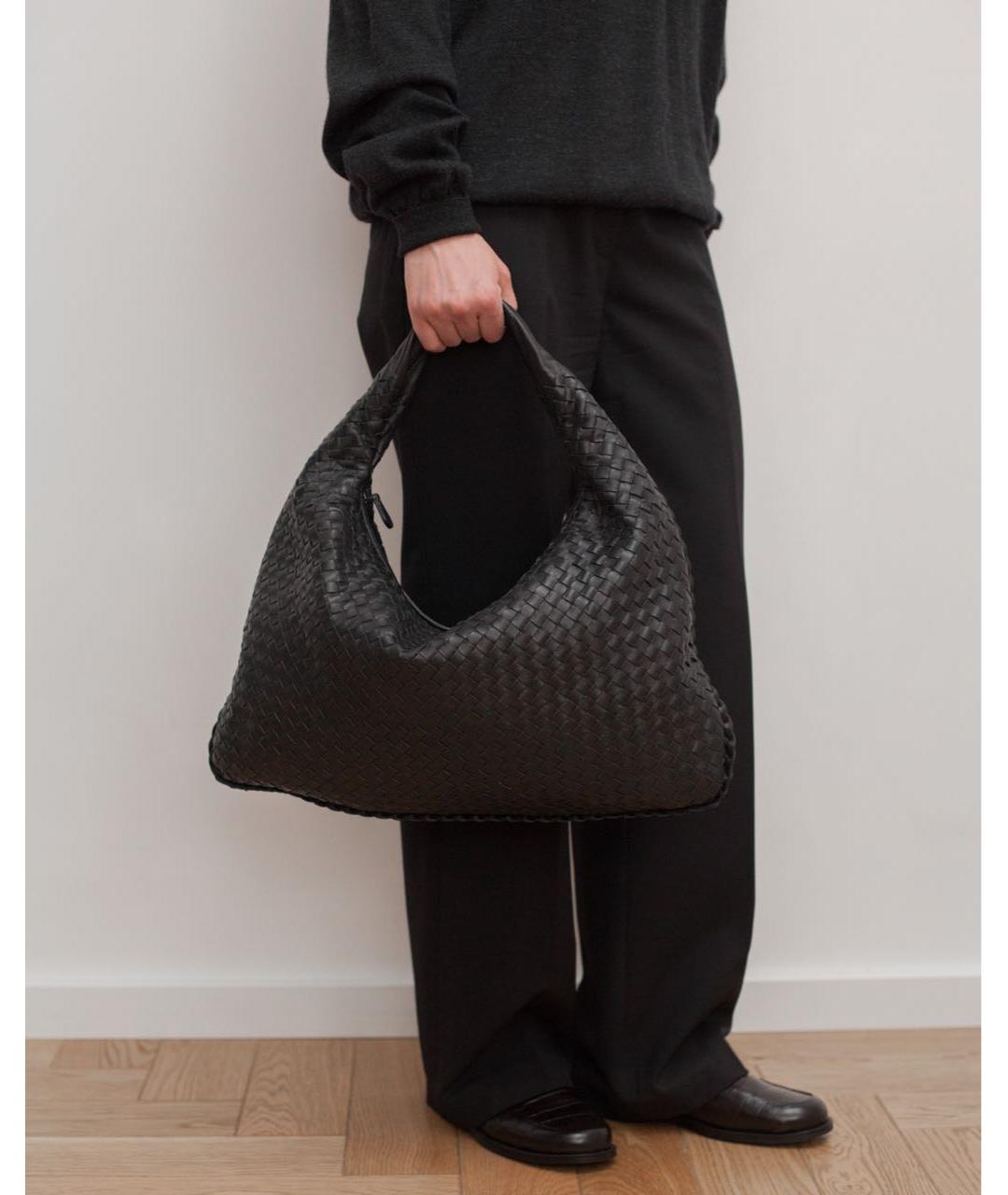 BOTTEGA VENETA Черная кожаная сумка через плечо, фото 3