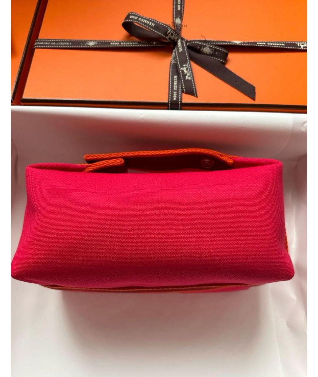 HERMES Фуксия тканевая сумка с короткими ручками, фото 3