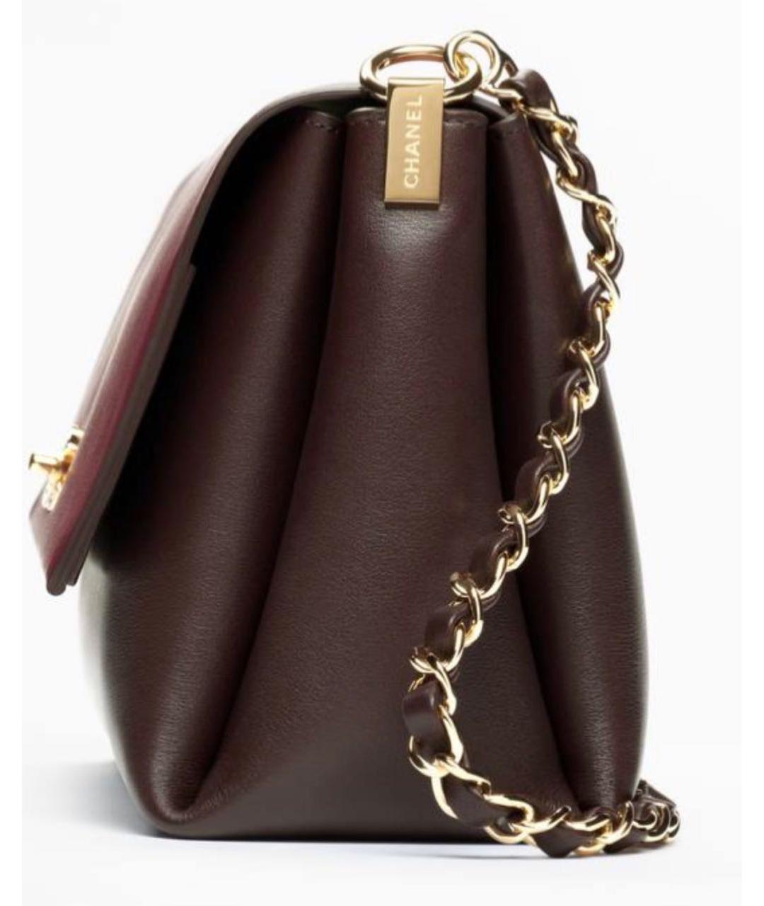 CHANEL Коричневая кожаная сумка с короткими ручками, фото 4