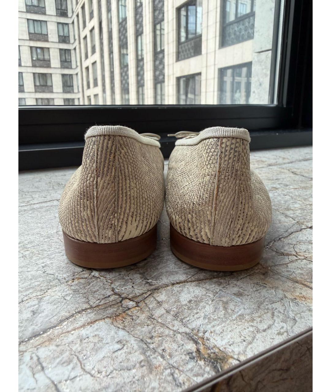 CHANEL Серебряные кожаные балетки, фото 4