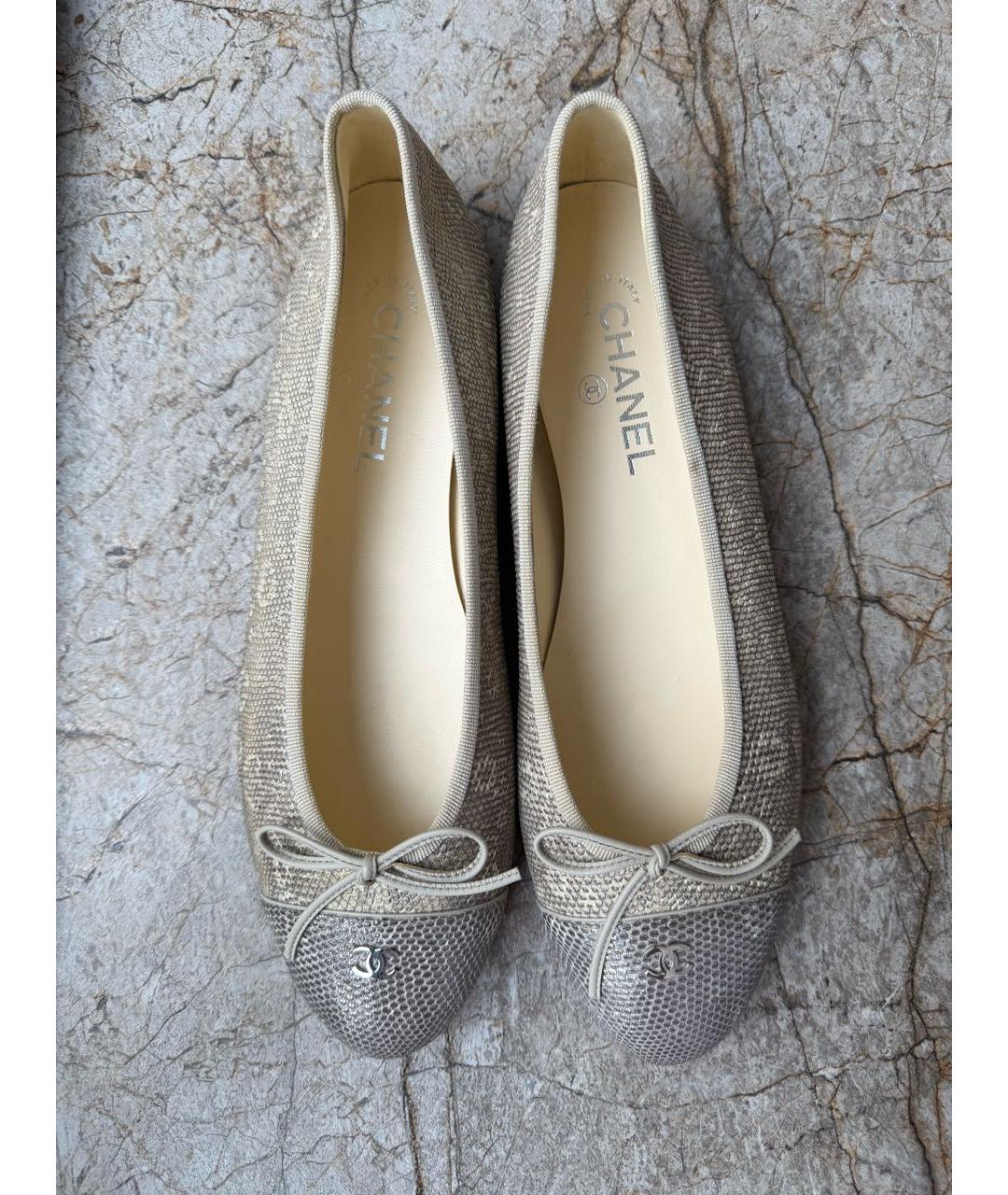 CHANEL Серебряные кожаные балетки, фото 3