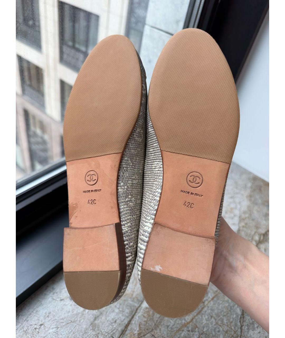 CHANEL Серебряные кожаные балетки, фото 5