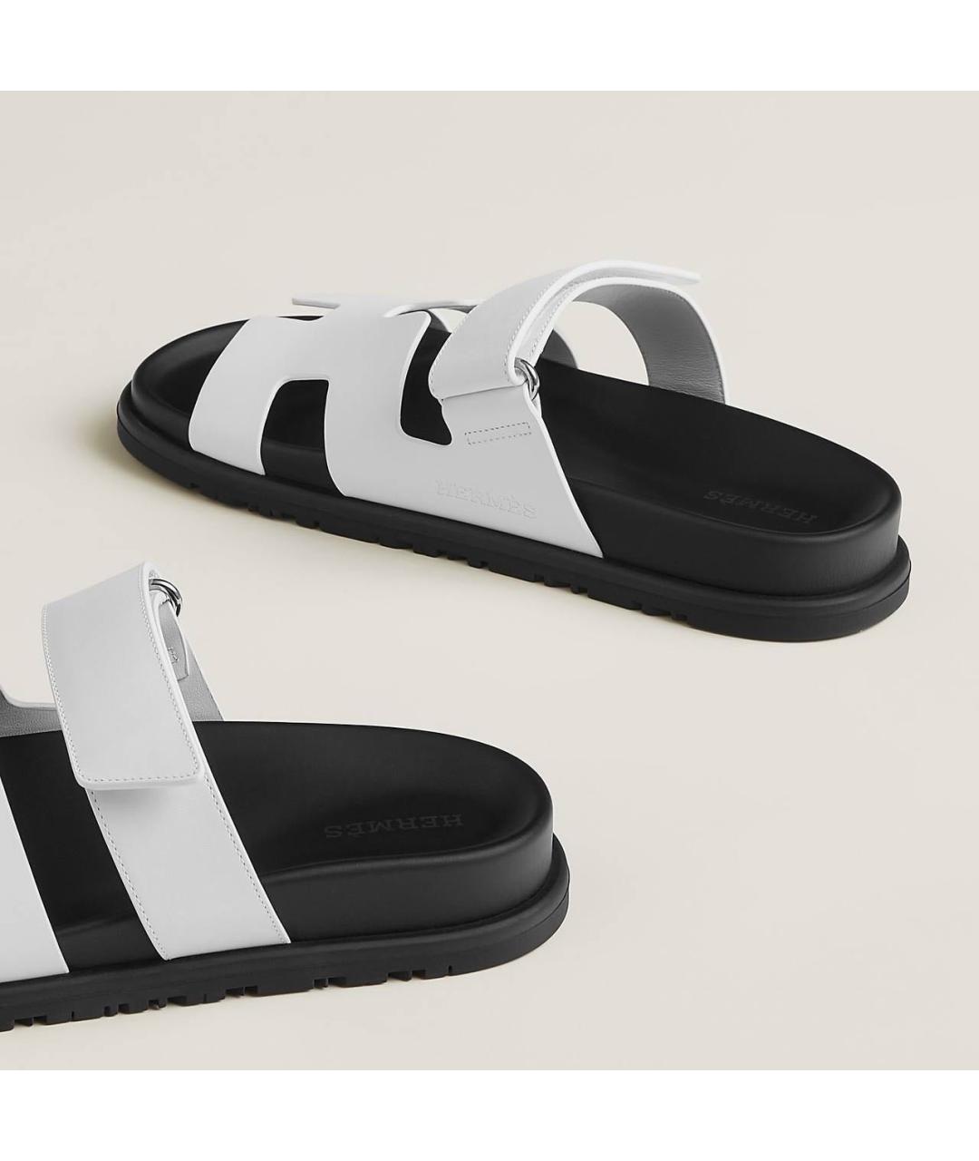 HERMES Белые кожаные сандалии, фото 4