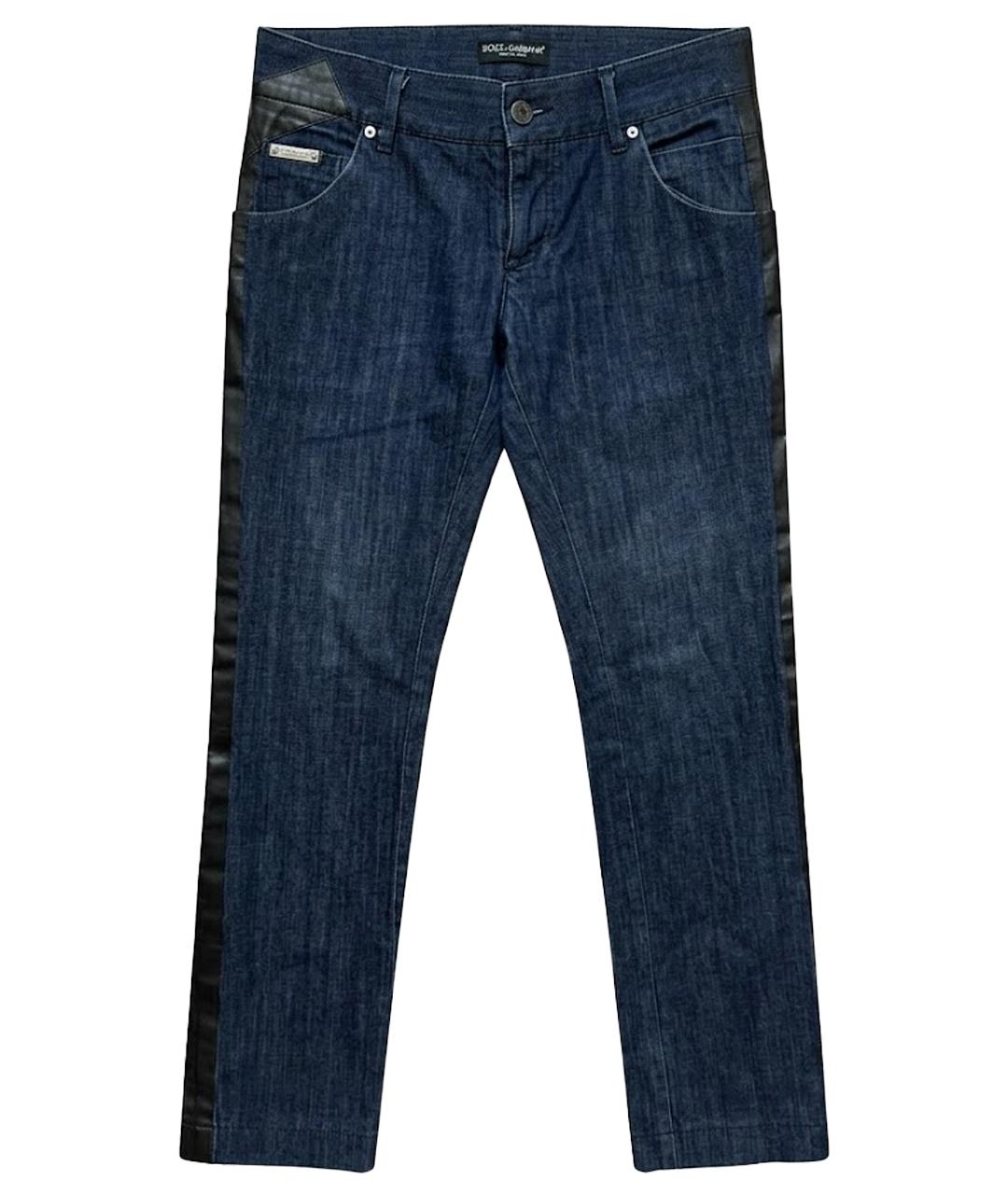 DOLCE&GABBANA Темно-синие хлопковые прямые джинсы, фото 1