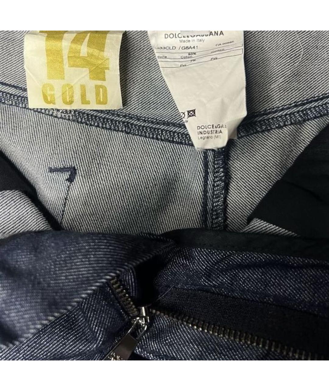 DOLCE&GABBANA Темно-синие хлопковые прямые джинсы, фото 5