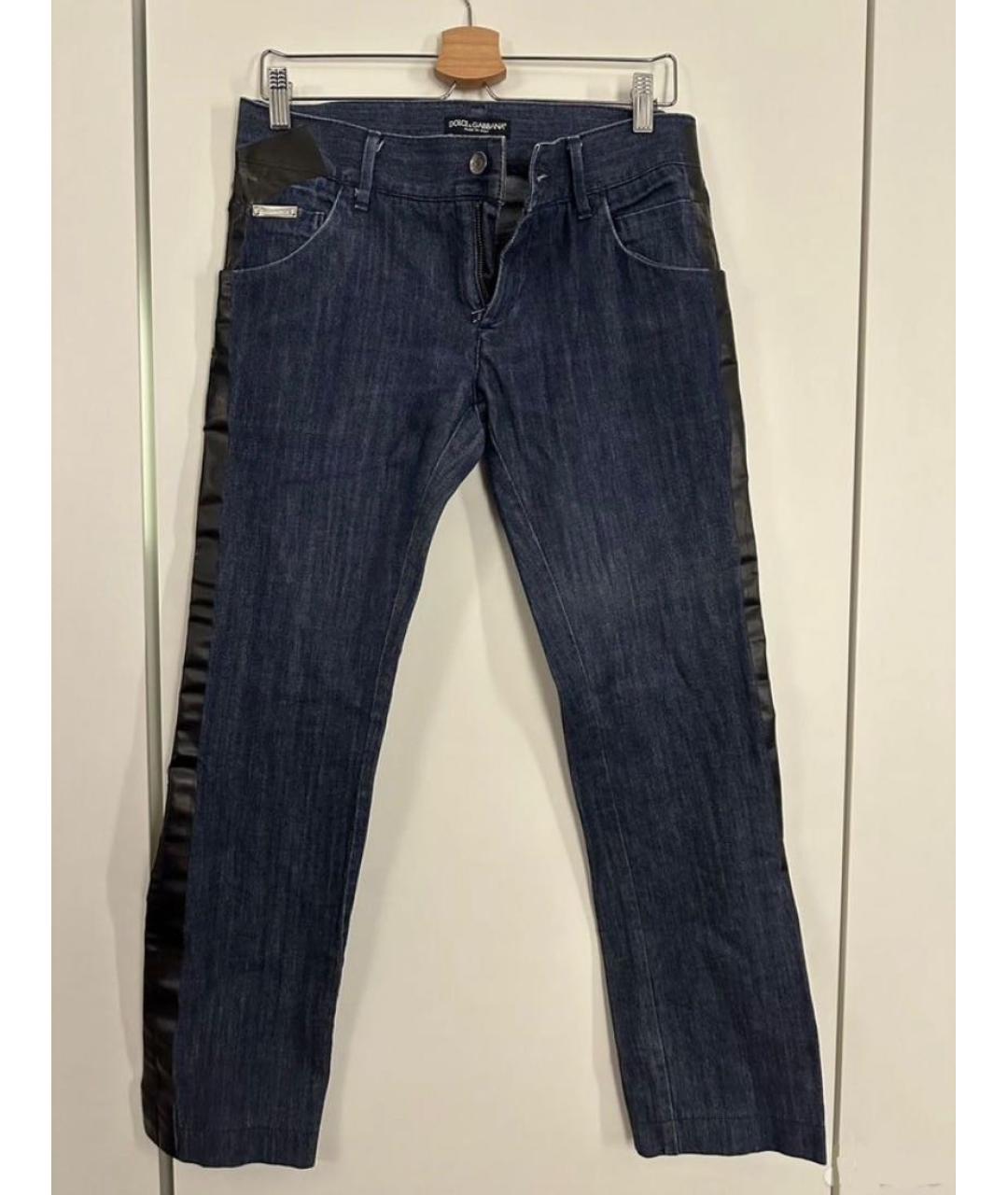 DOLCE&GABBANA Темно-синие хлопковые прямые джинсы, фото 6