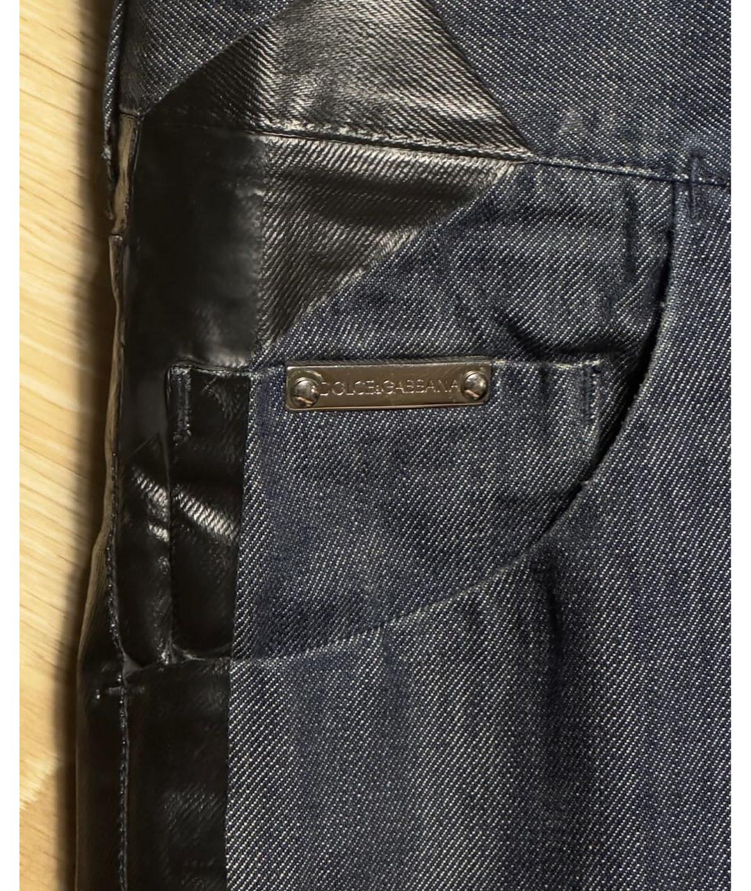 DOLCE&GABBANA Темно-синие хлопковые прямые джинсы, фото 3