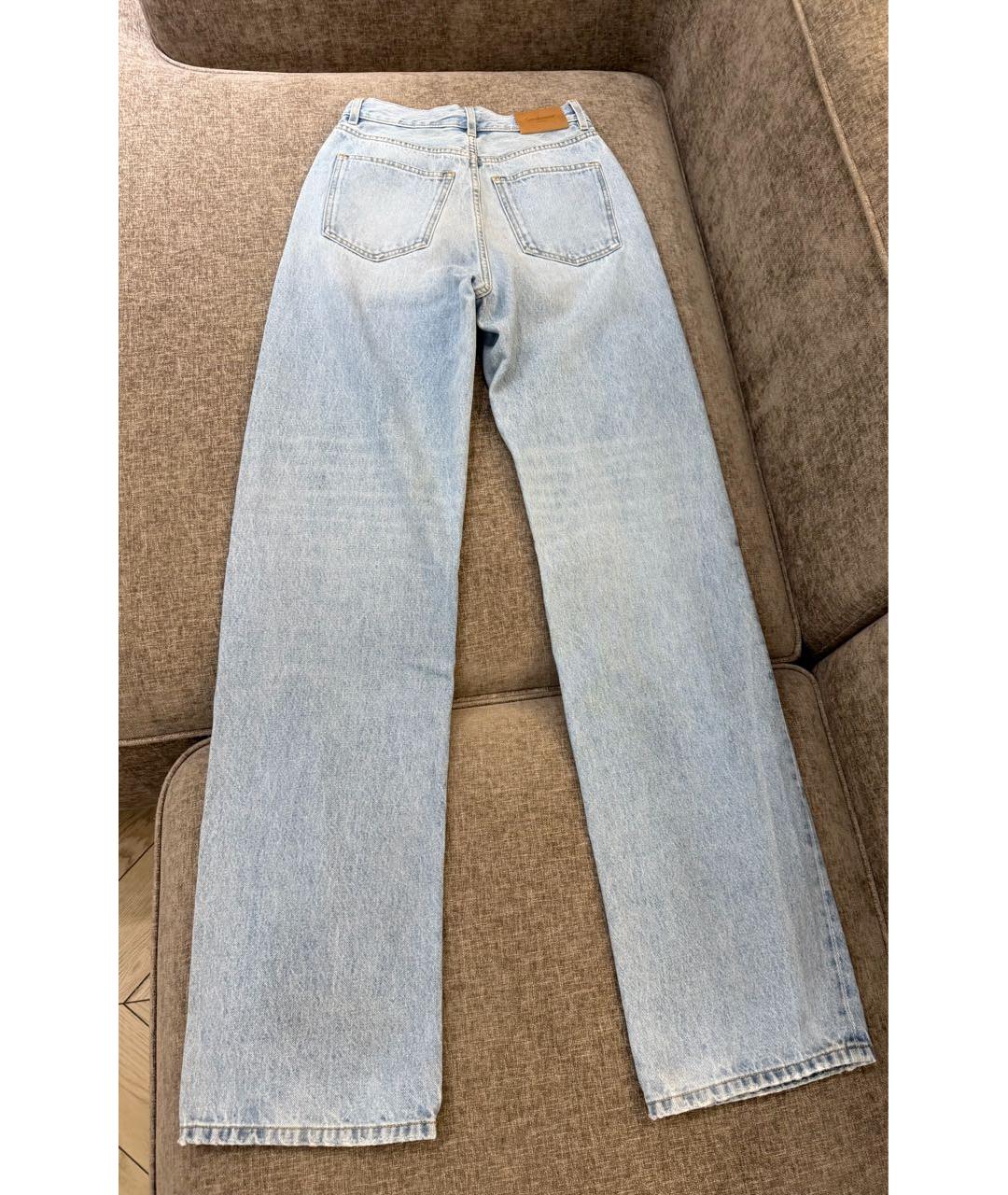 SAINT LAURENT Голубые хлопковые прямые джинсы, фото 2